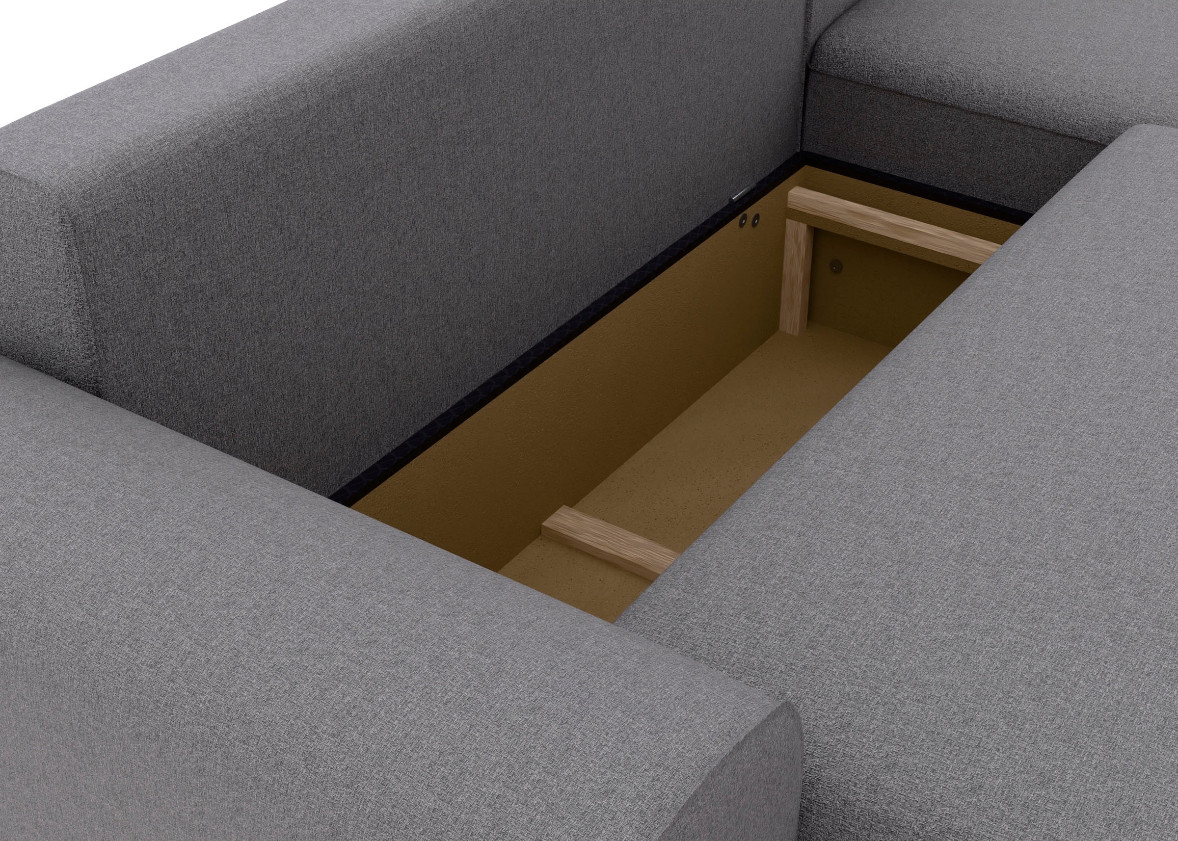 TRENDMANUFAKTUR Ecksofa »Fordon, Schlafsofa mit Bettkasten, Couch in L-Form, Breite 250 cm«, in Struktur LUMOS, 3D-Effekt, anthrazit, Recamiere rechts
