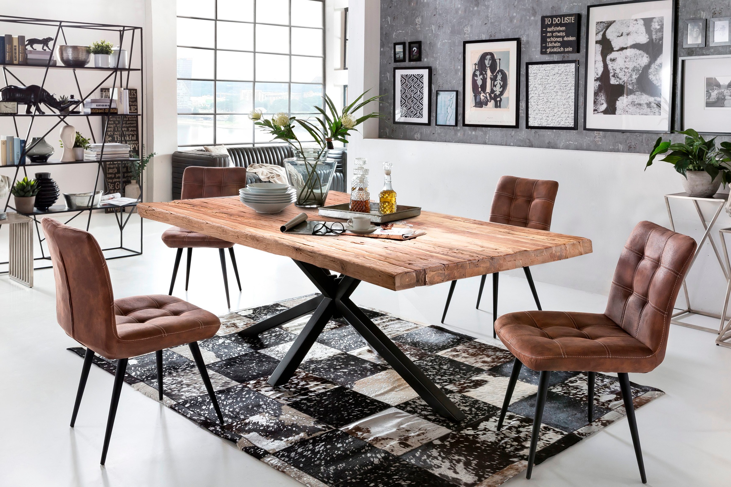 SIT Esstisch, Platte aus recyceltem Teak