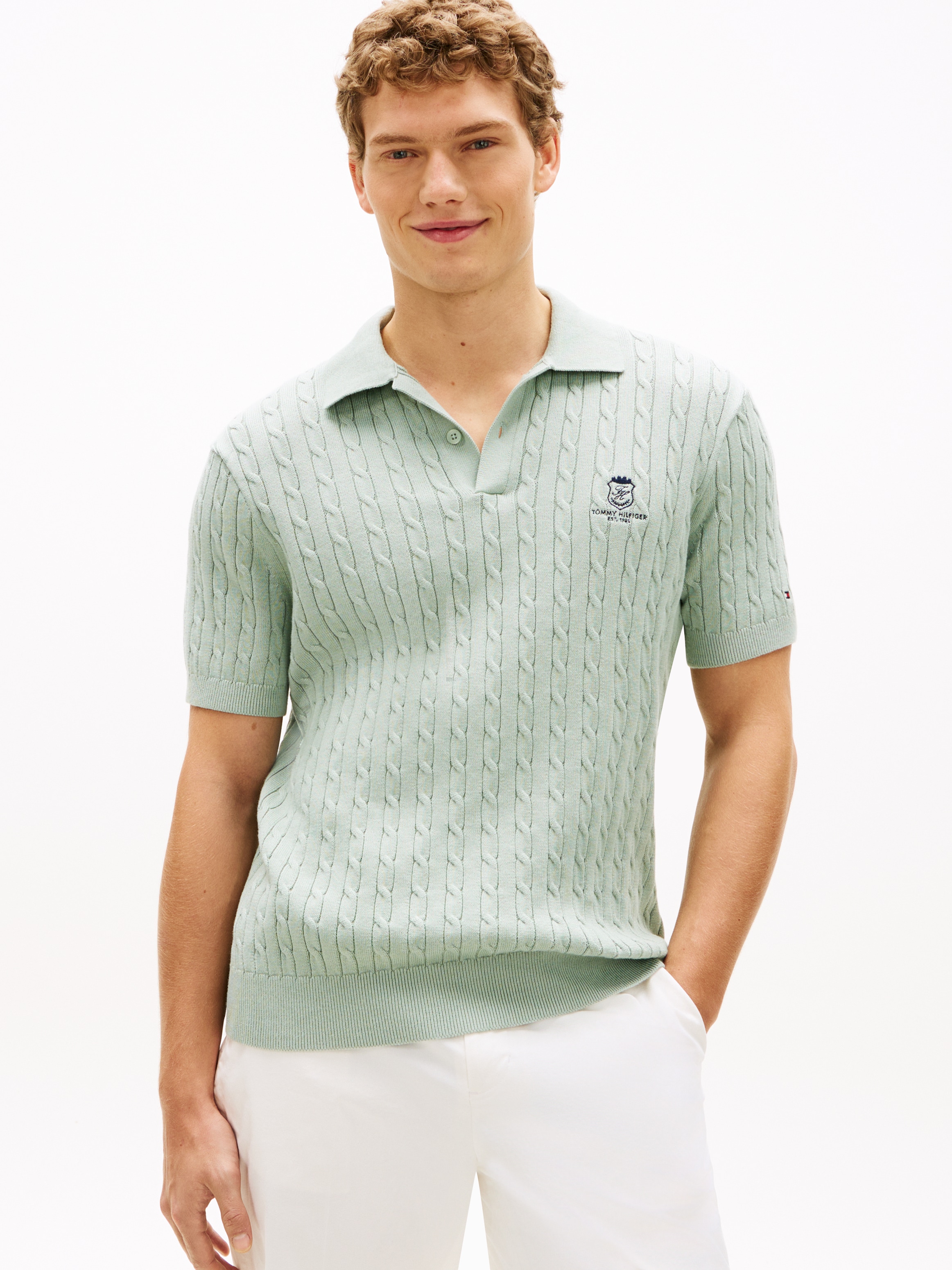 Tommy Hilfiger Poloshirt "CABLE SHORT SLEEVE POLO" regular fit, Zopfmuster günstig online kaufen