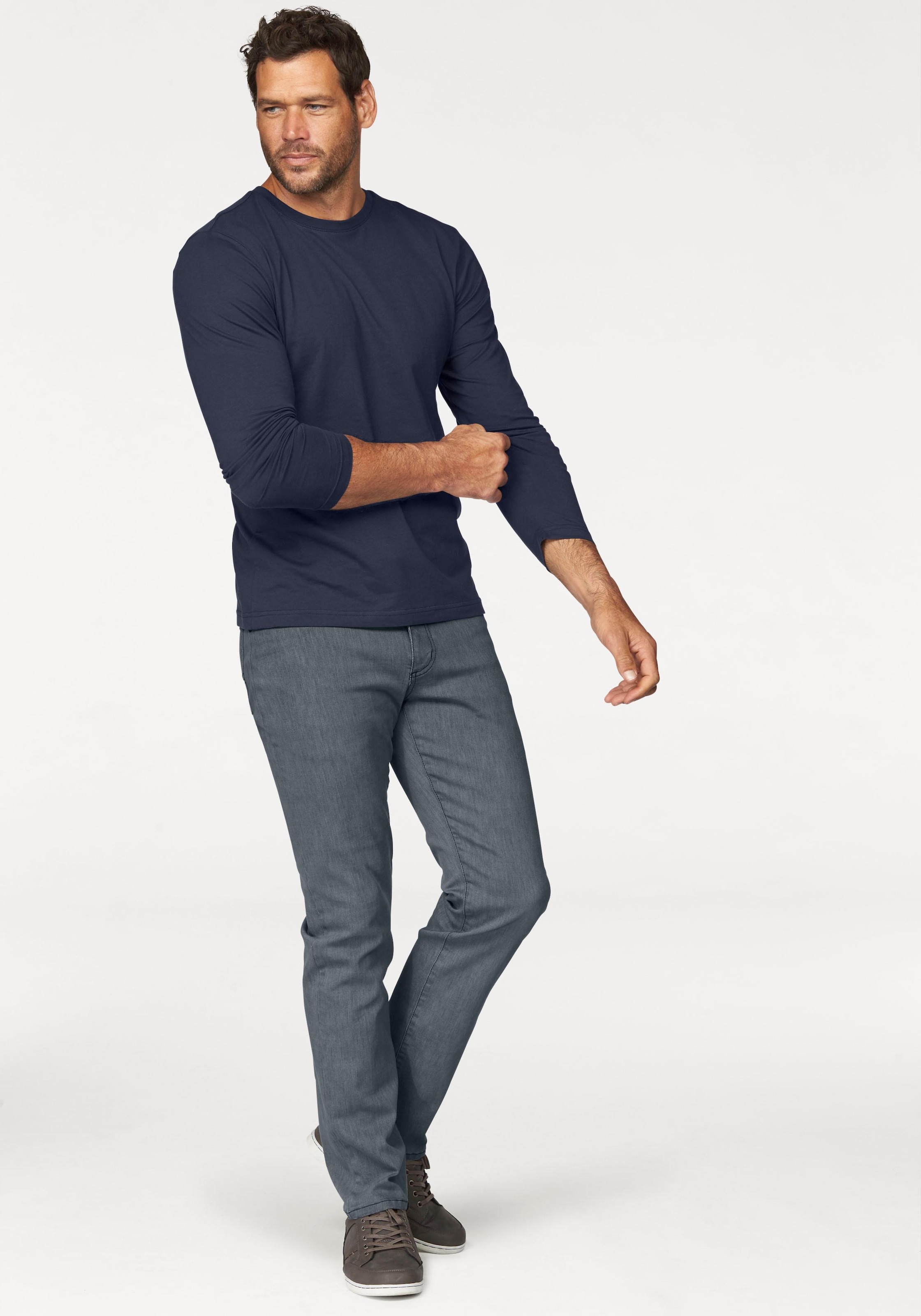 Man's World Langarmshirt »neue Farbe !«, (3er-Pack), Langarm, unifarben, aus Baumwolle, im 3er-Pack