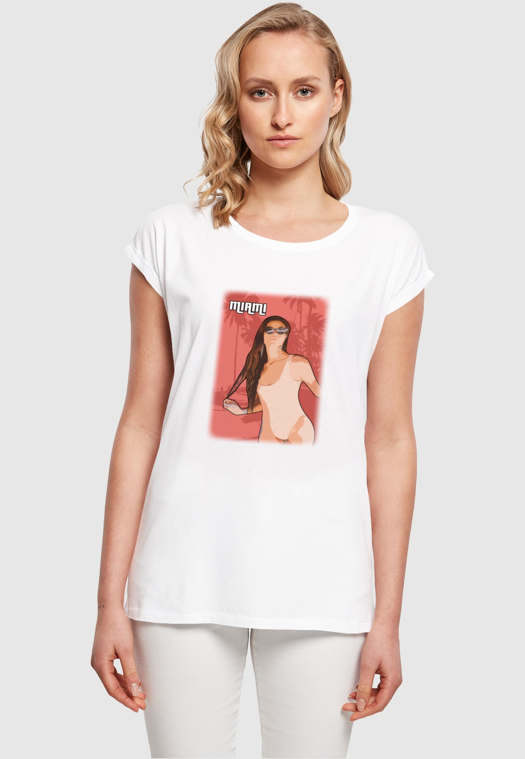 Merchcode T-Shirt »Merchcode Damen Laides Grand Miami Extended Shoulder Tee«, (1 tlg.)