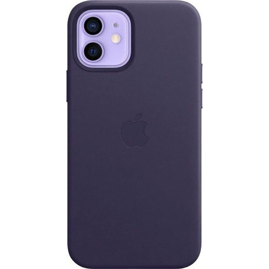 Apple Smartphone-Hülle »iPhone 12 / 12 Pro Leder Case mit MagSafe - Dunkelviolett«, iPhone 12-iPhone 12 Pro, 15,5 cm (6,1 Zoll)