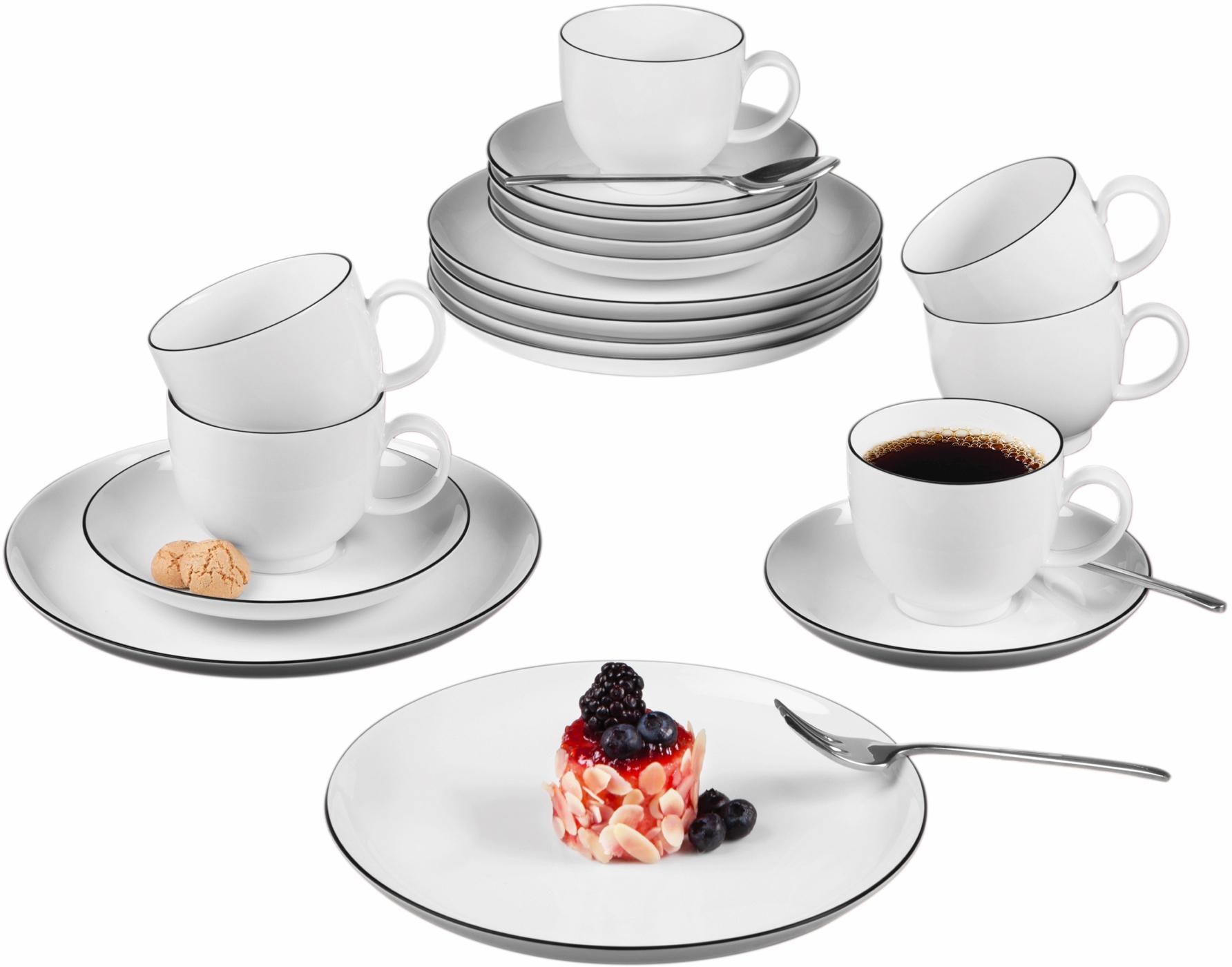 Seltmann Weiden Kaffeeservice »Geschirr-Set Lido Black Line«, (Set, 18 tlg.),  Made in Germany, 18 Teile, für 6 Personen | BAUR