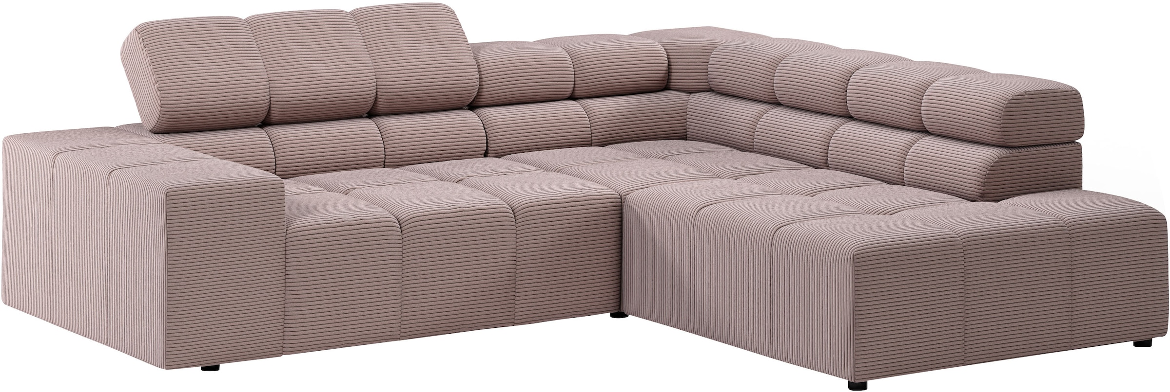INOSIGN Ecksofa »Ancona, incl. Kopfteilverstellung + 3 Zierkissen, L-Form, bequem«, wahlweise motorische Sitztiefenverstellung, B/T(H: 249/215/70 cm