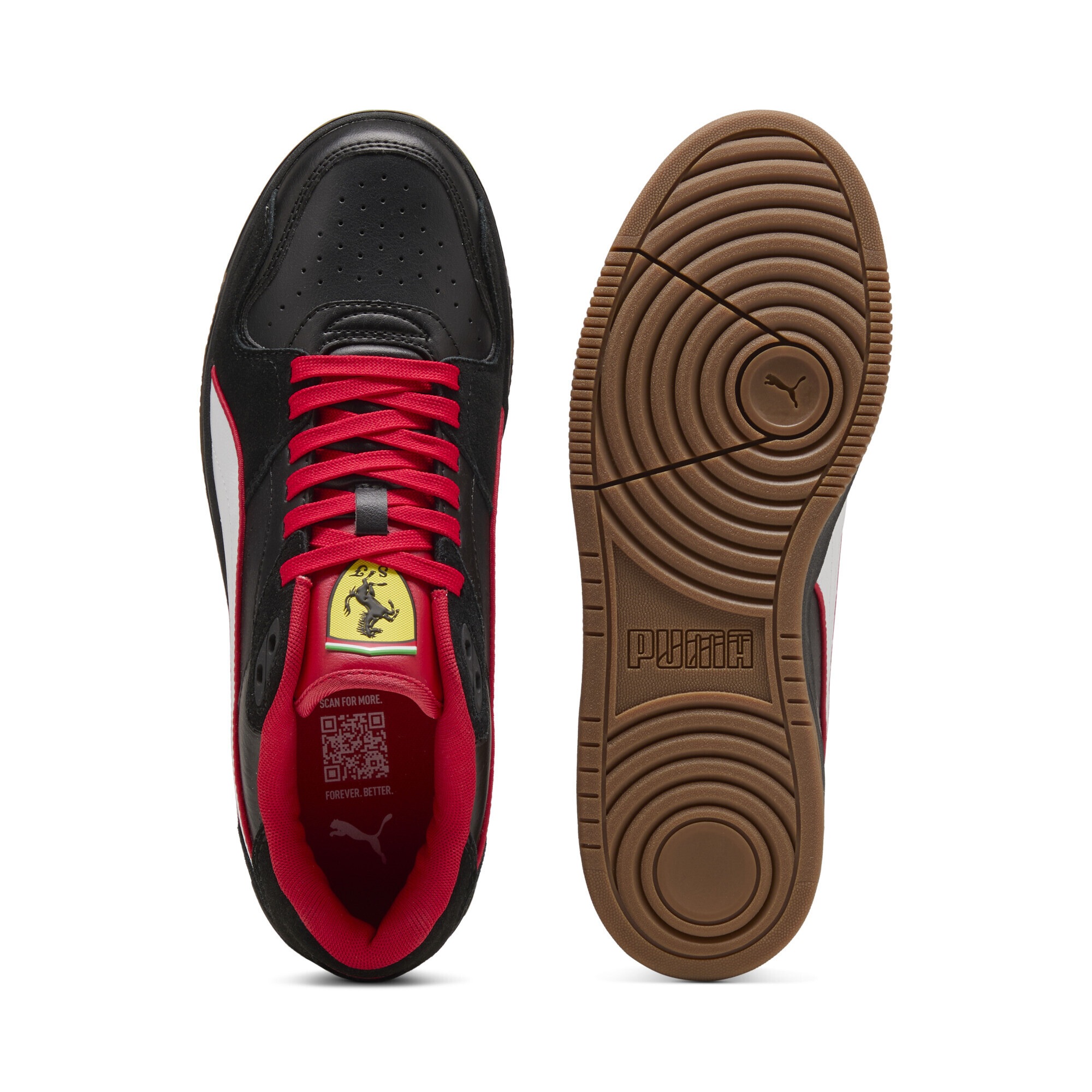 Sneaker PUMA "Scuderia Ferrari RBD Break Low Sneakers Erwachsene", Damen, Gr. 44, weiß (schwarz, weiß), Obermaterial: Synthetik, Kuhleder, Textil; Futter: Textil; Innensohle: Textil; Laufsohle: Gummi, Schuhe Sneaker 3