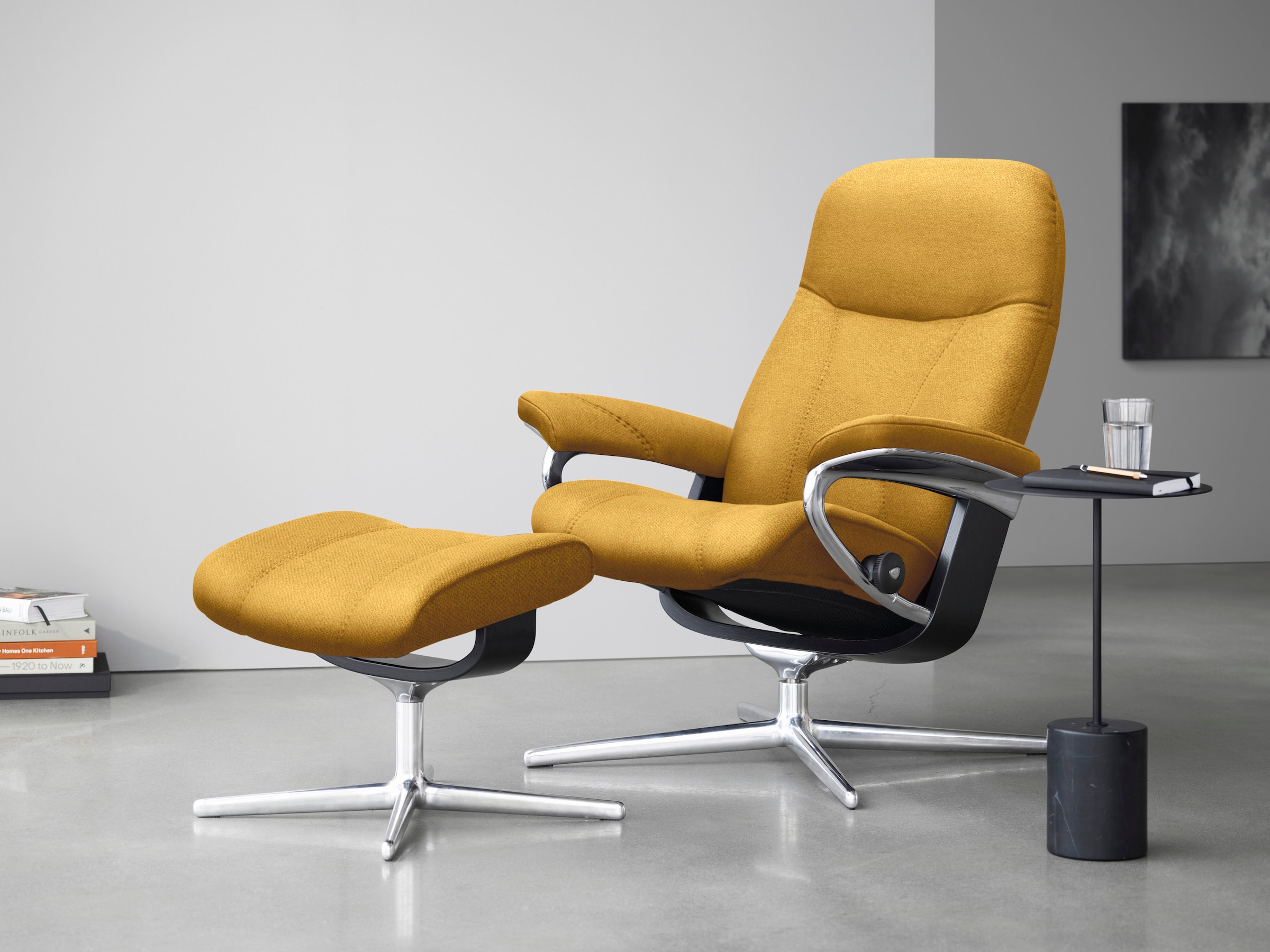 Stressless Fußhocker "Consul", mit Cross Base, Größe S, M & L, Holzakzent Schwarz