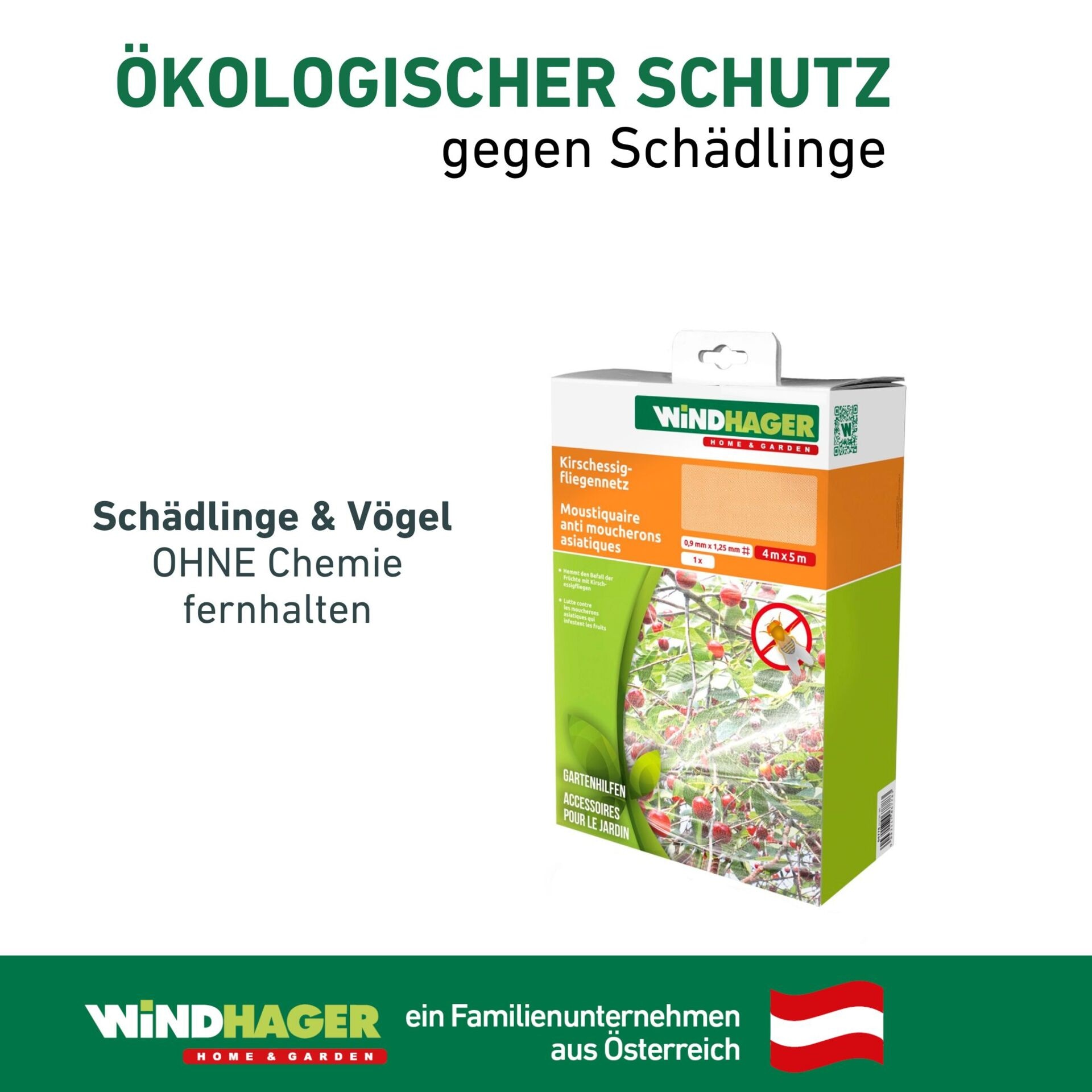 Windhager Schädlingsschutznetz »zum Schutz vor Kirschessigfliegen und Vögeln« 1 Stk. tlg. Insektenschutz-Netz UV-stabilisiert, Obstbaumnetz 4 x 5 m, weiß