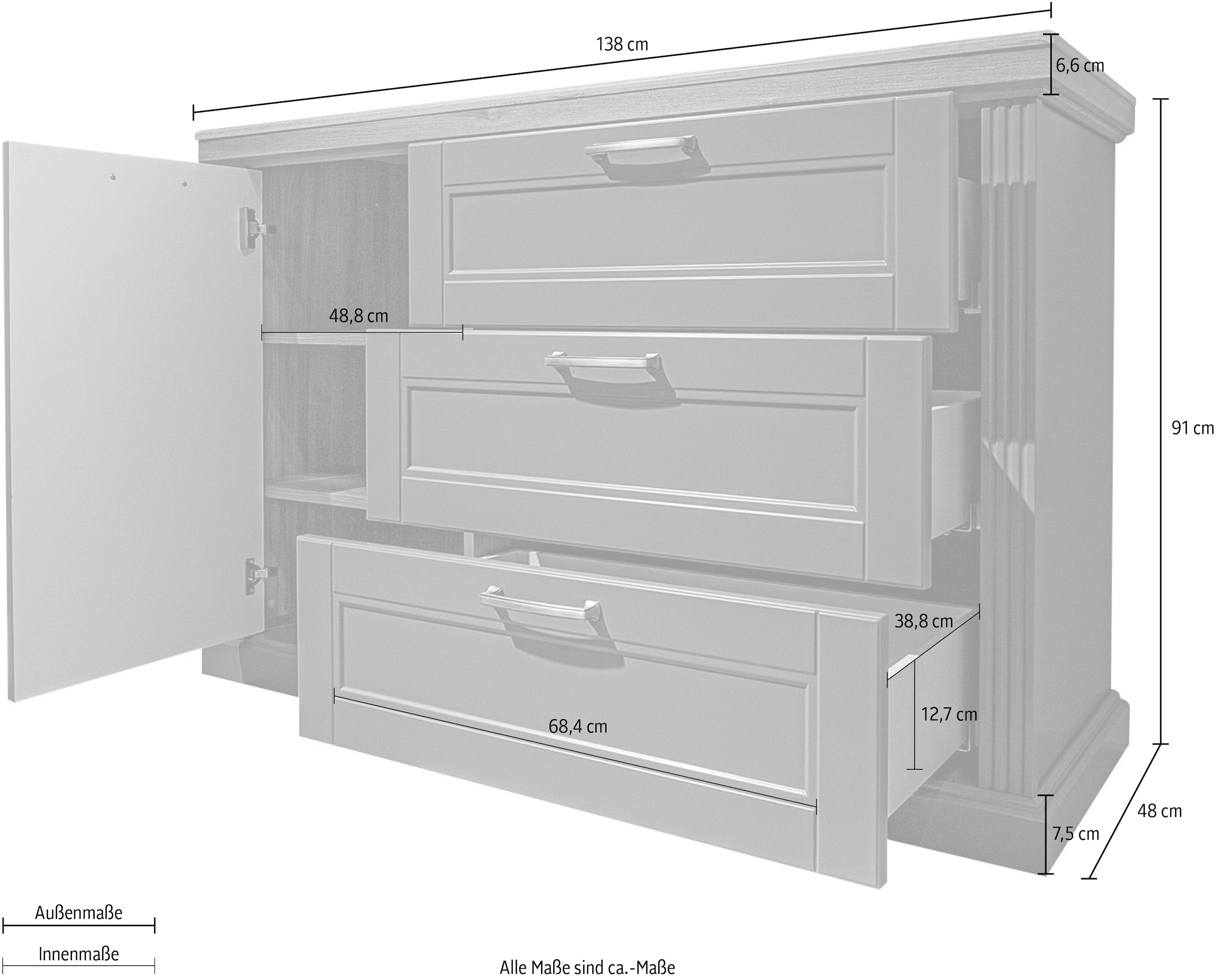 Home affaire Kombikommode »Tara«, lackiert mit wasserbasiertem UV-Lack, Soft-Close-Funktion