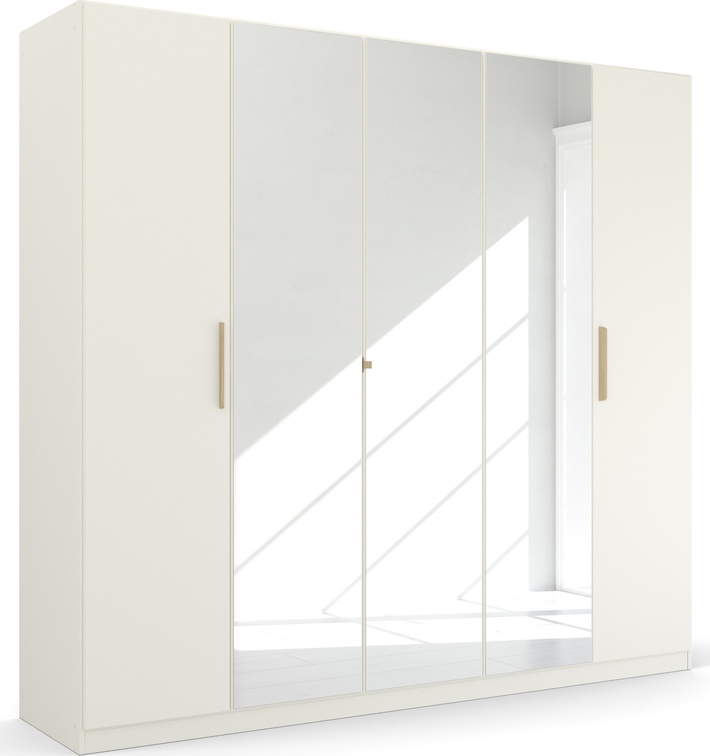 rauch Kleiderschrank "Drehtürenschrank Schrank Garderobe Ankleide SKANDI BY QUADRA SPIN" Breiten: 181/226/271 cm, Höhe 210 cm, im Landhaus-Stil mit Massivholzgriffen, vollflächige SpiegeltÜren
