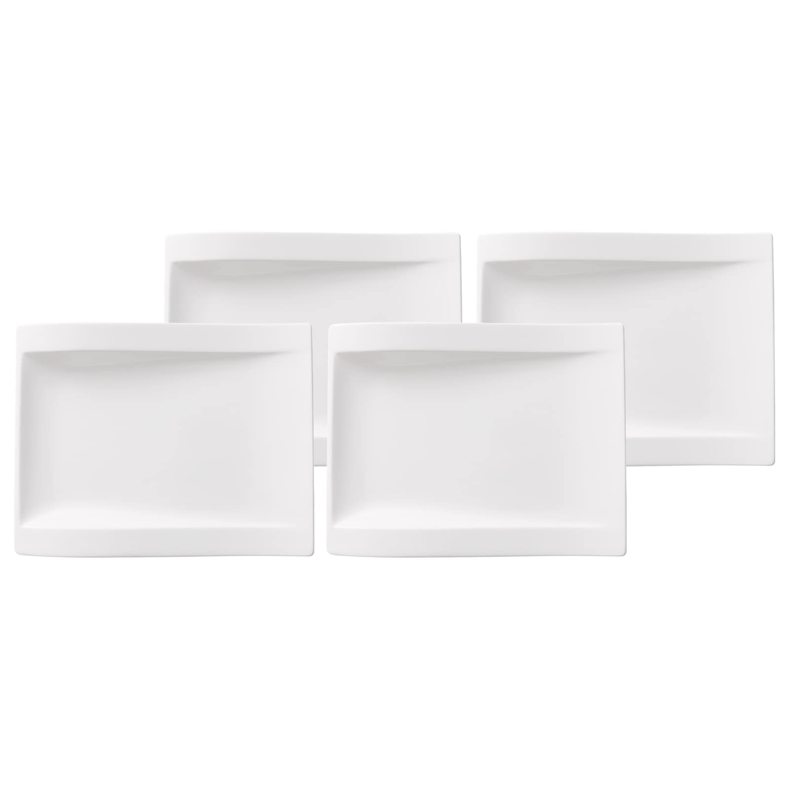 Frühstücksteller VILLEROY & BOCH "Frühstücksteller NewWave 26 x 20 cm 4er Set weiß", weiß, Speiseteller