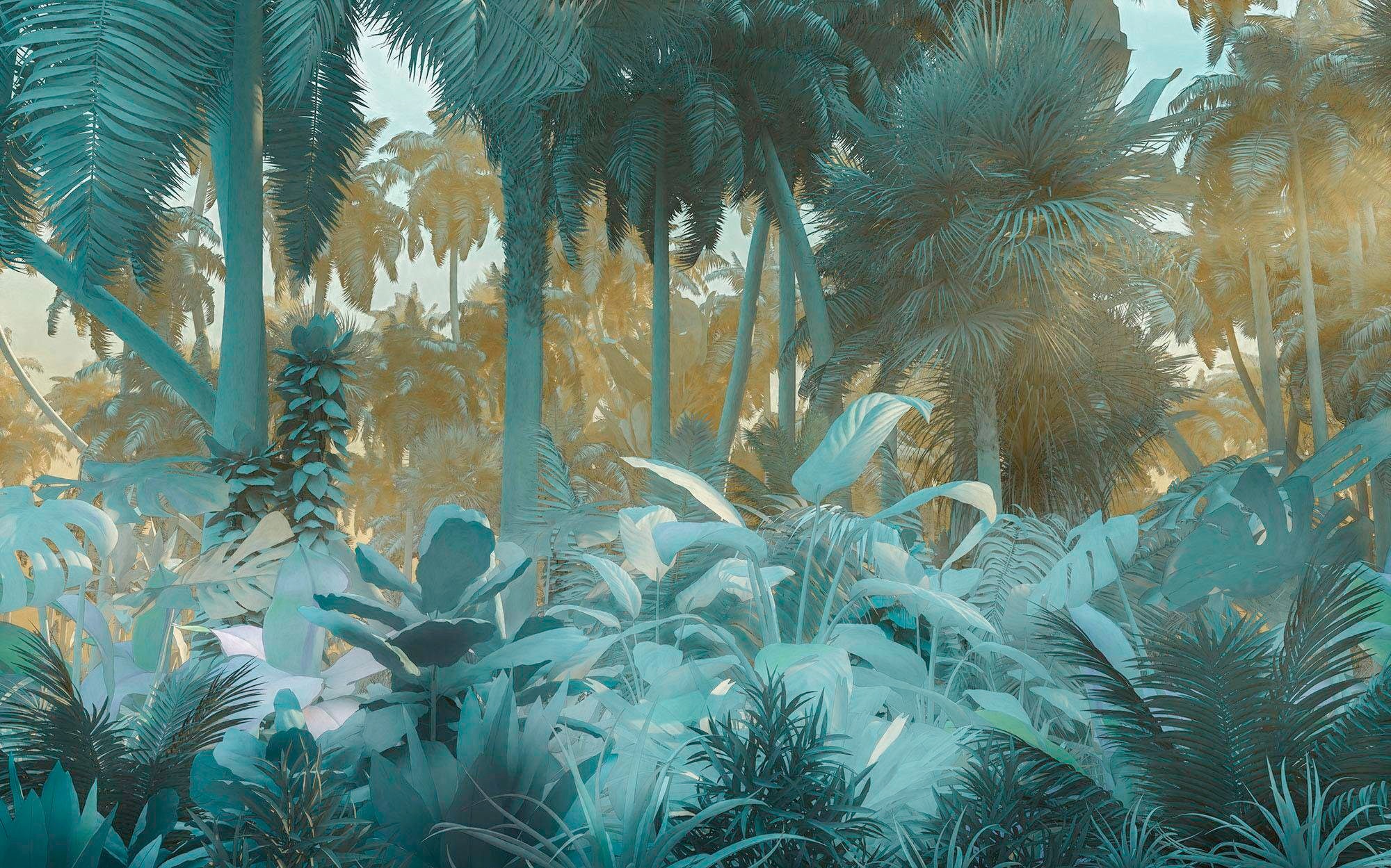 Komar Vliestapete "Misty Jungle", 400x250 cm (Breite x Höhe), Vliestapete, 100 cm Bahnbreite