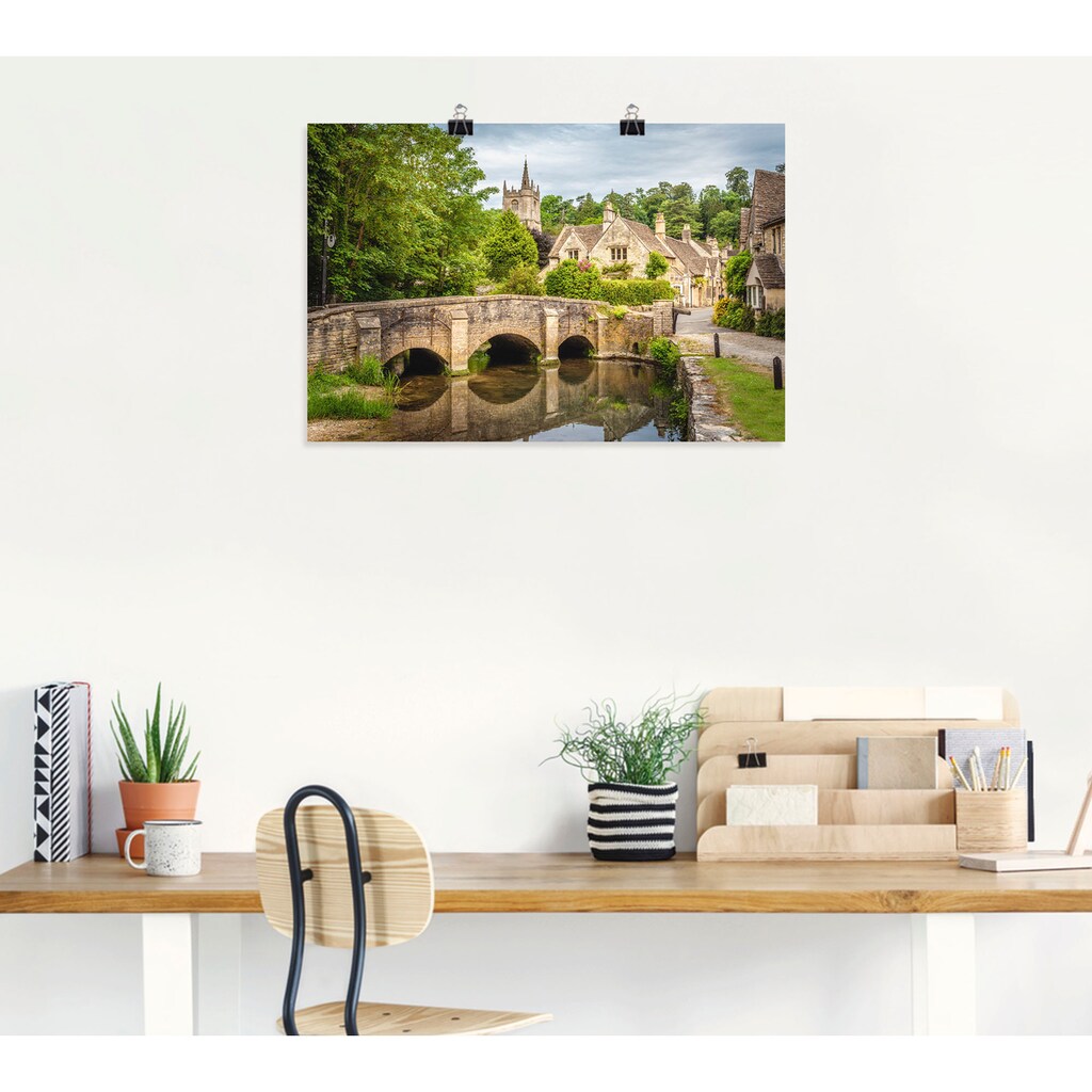 Artland Wandbild »Dorf Castle Combe, Wiltshire, England«, Brücken, (1 St.), als Alubild, Leinwandbild, Wandaufkleber oder Poster in versch. Größen