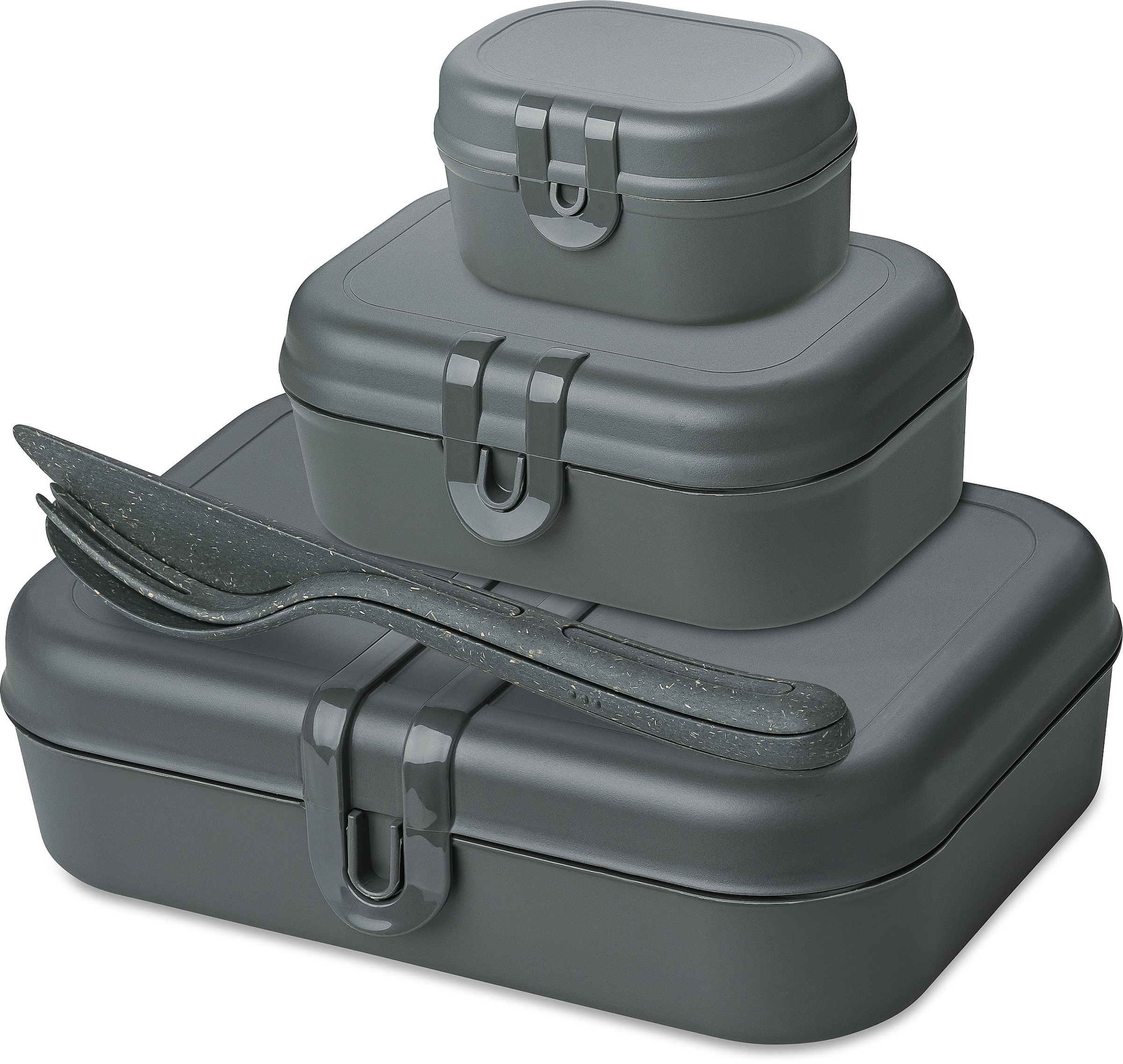 KOZIOL Lunchbox Set, 3 Lunchboxen +1 Besteckset bestehend aus 1x Messer,1x günstig online kaufen
