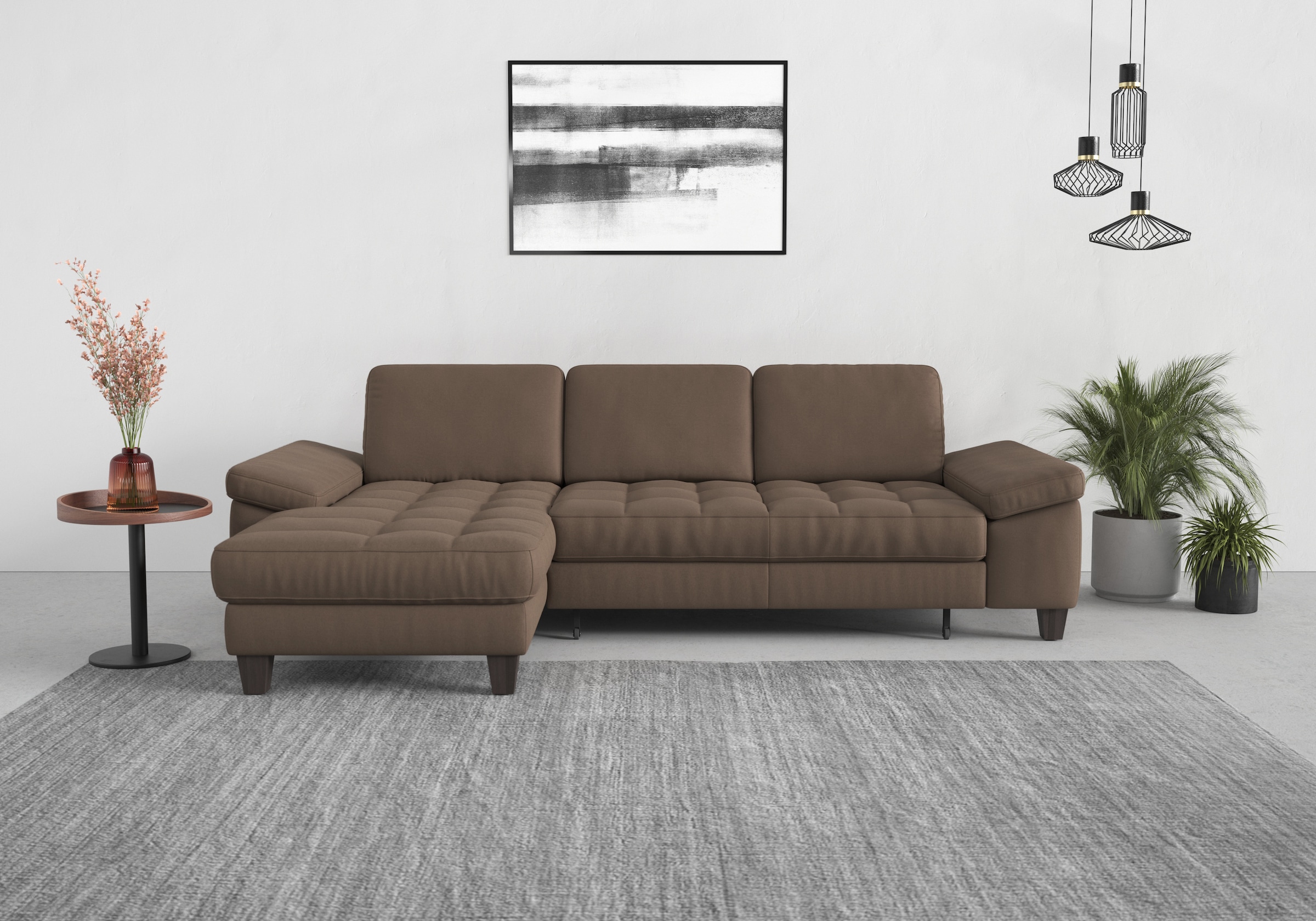 sit&more Ecksofa "Westham L-Form" Recamiere, mit oder ohne Schlaffunktion, Bettkasten, Füße wengefarben