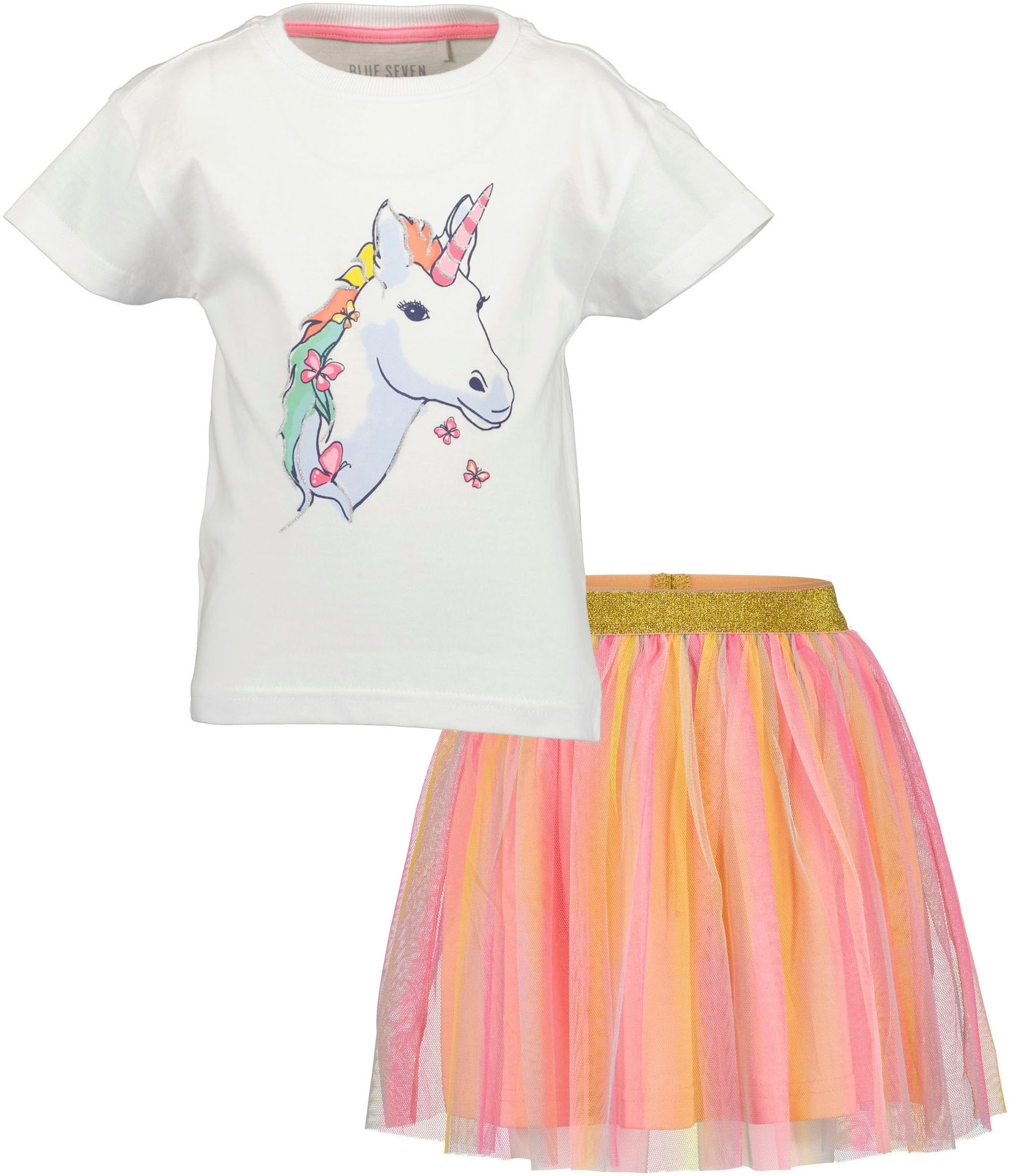 Blue Seven Shirt & Rock Set, 2 tlg. mit tollem Einhorn-Frontmotiv