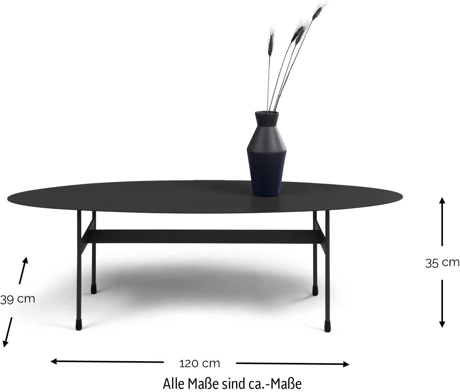 Spinder Design Couchtisch »MIRA OVAL«, Couchtisch aus Stahl