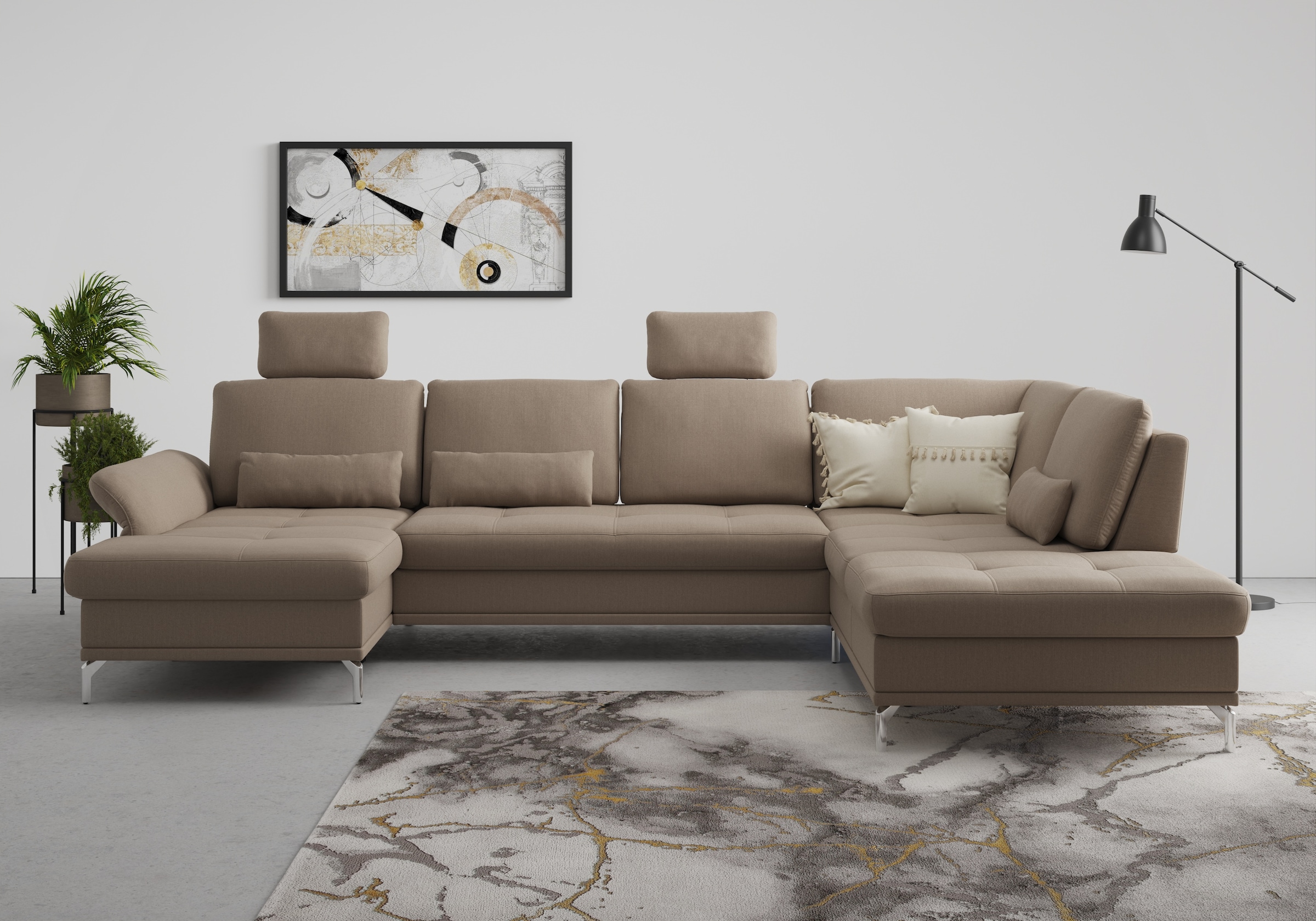 Home affaire Wohnlandschaft "Palm Beach U-Form" Federkern, mit Sitztiefenve günstig online kaufen