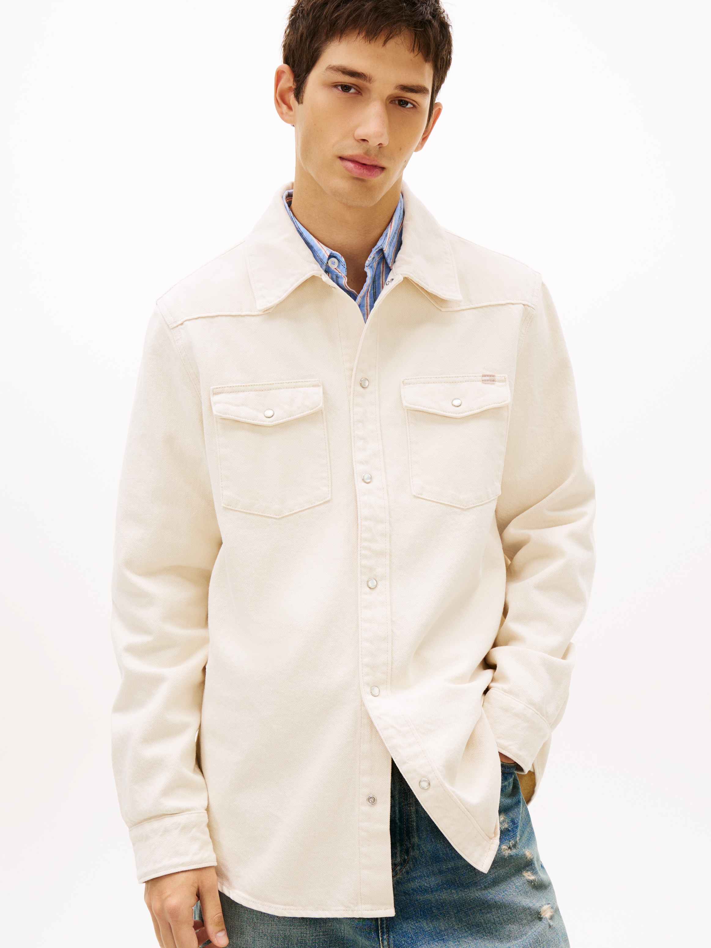 Tommy Jeans Jeansjacke "DENIM WESTERN" ohne Kapuze Regular fit mit Brusttaschen