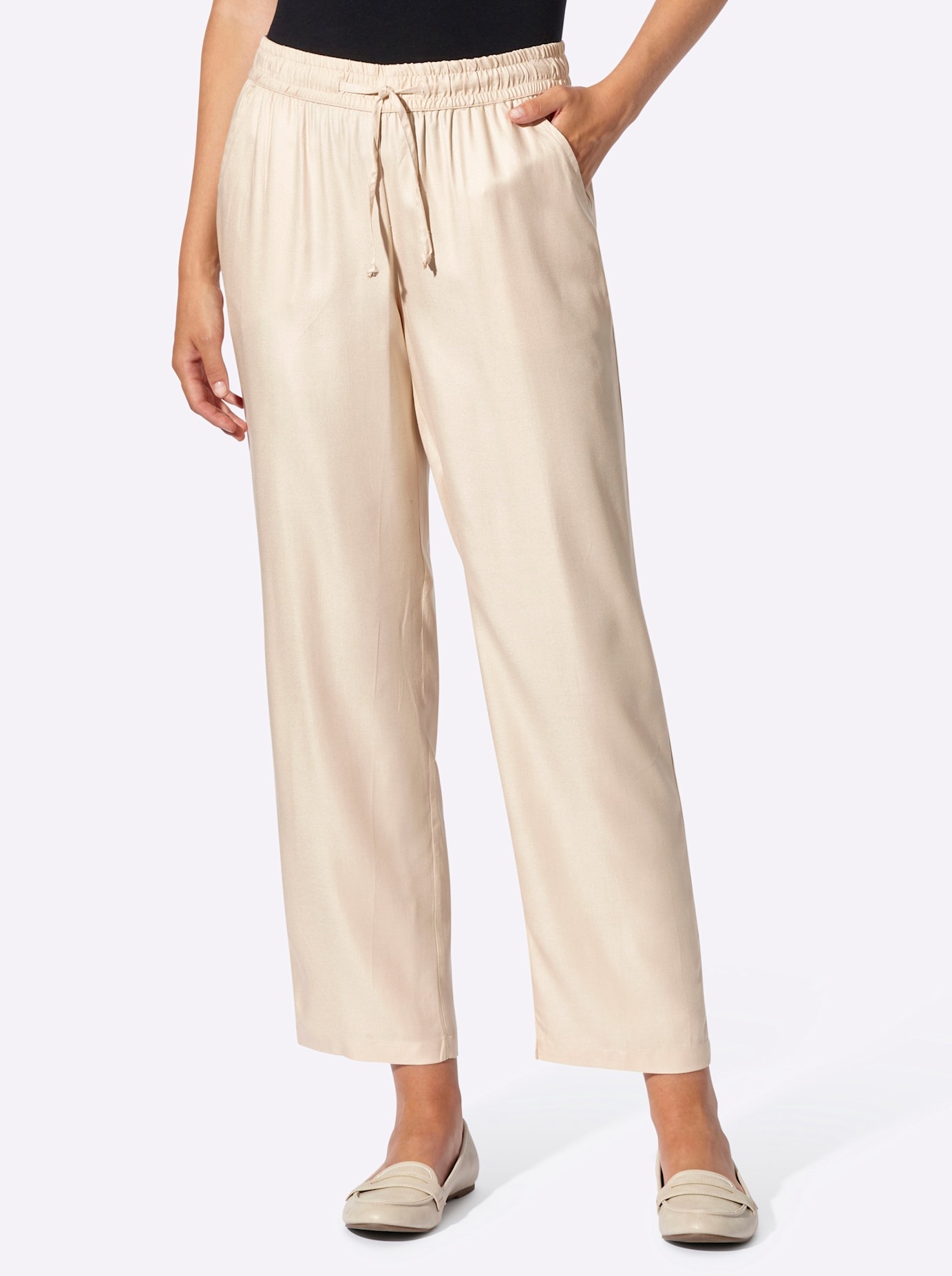 Schlupfhose CLASSIC BASICS, Damen, Gr. 36, Normalgrößen, sand, 100% Viskose, unifarben, Hosen Schlupfhose