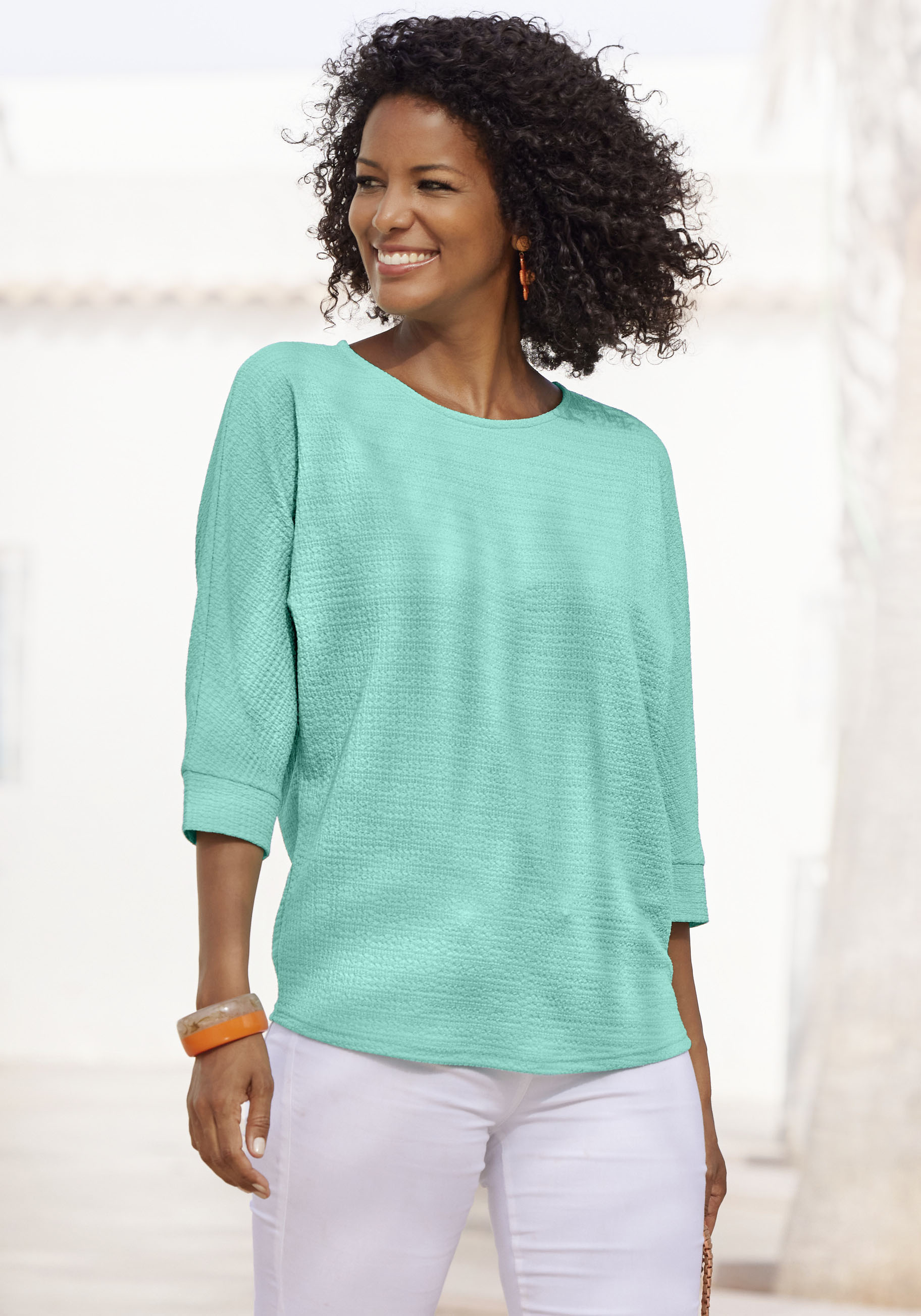 Vivance 3/4-Arm-Shirt "aus bügelfreier Crêpe-Qualität" Sommerliches 3/4-Arm-Shirt