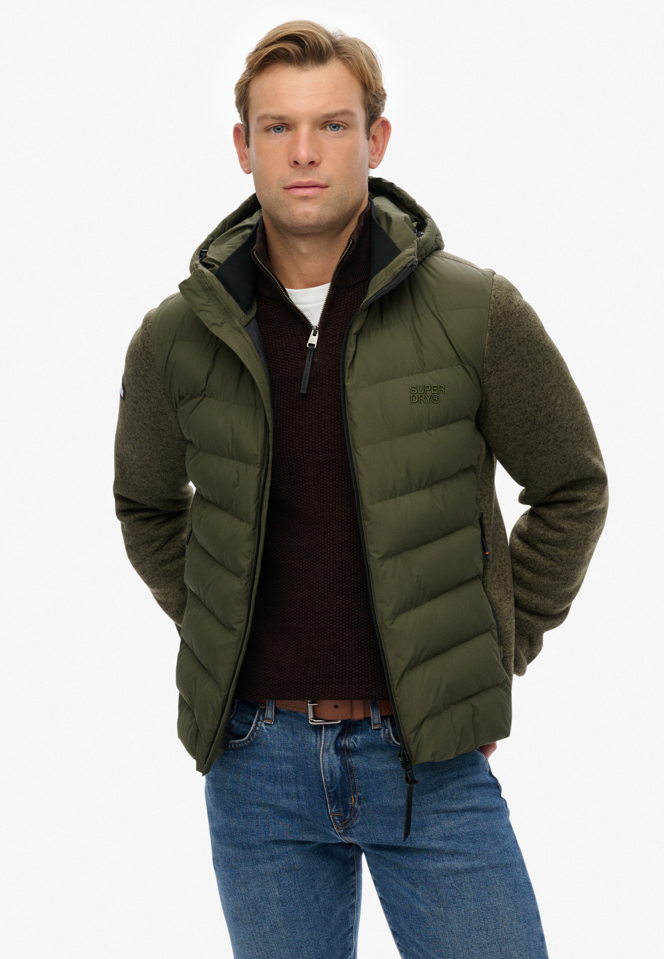 Superdry Steppjacke "HOODED STORM KNIT HYBRID JKT", mit Kapuze günstig online kaufen