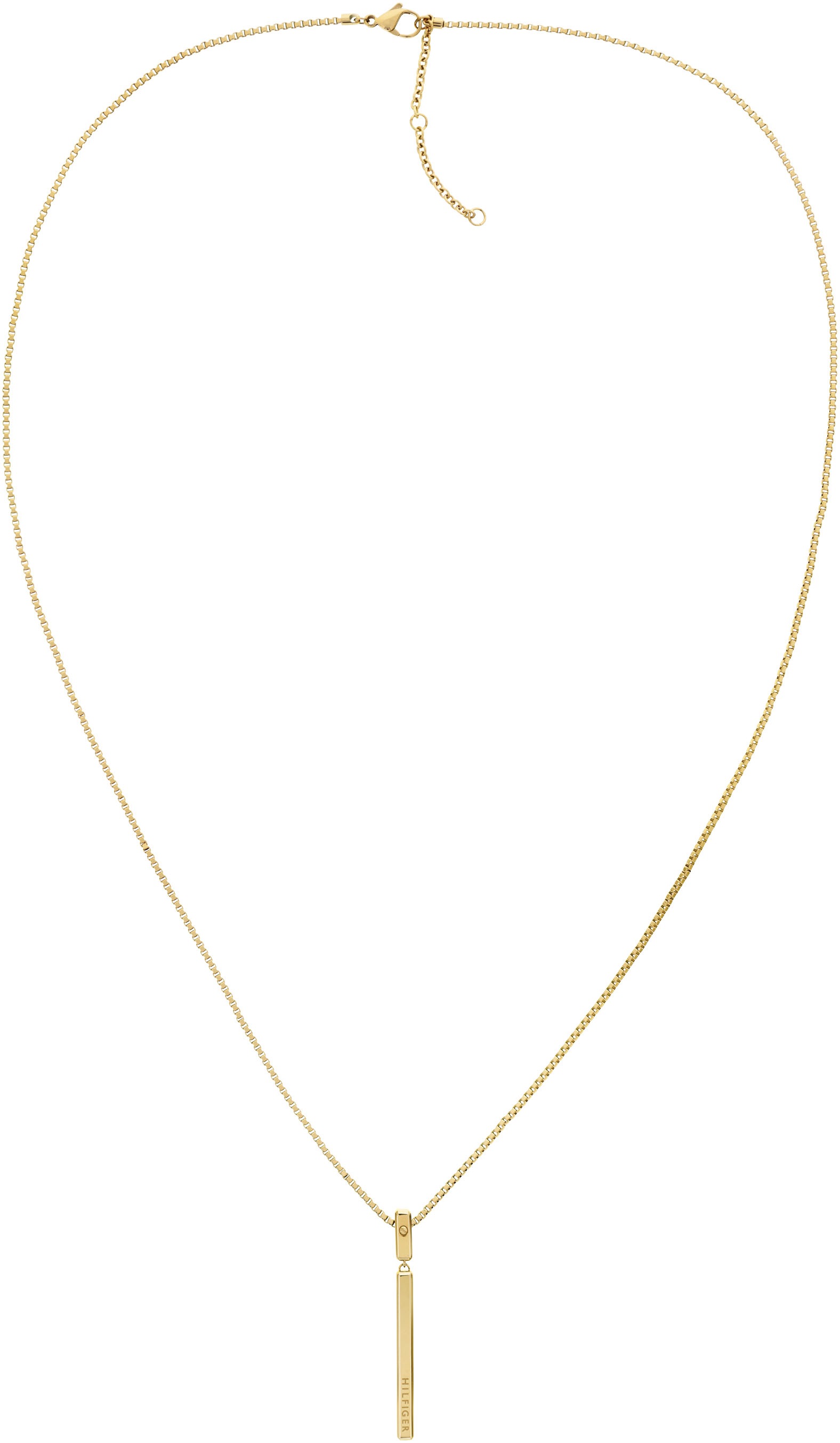 TOMMY HILFIGER Damen Kette mit Anhänger "LINEAR", Edelstahl, L: 71,5 B: 1,5mm, gold, Edelstahl, B:1,5mm, Halsketten