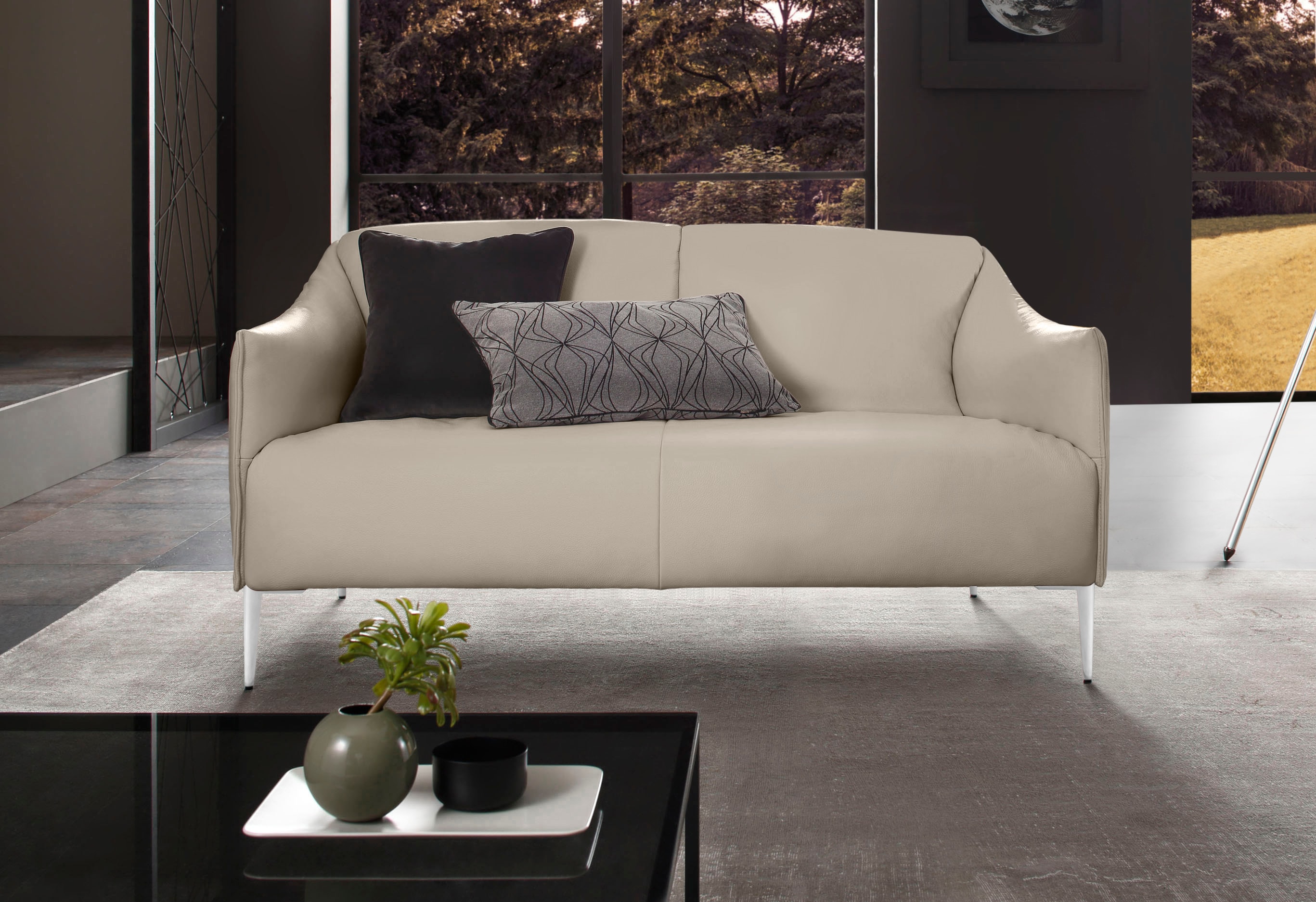 W.SCHILLIG 2-Sitzer "sally Design Sofa mit schmalen Armlehnen, bequem und elegant" mit Metallfüßen in Chrom glänzend, Breite 154 cm