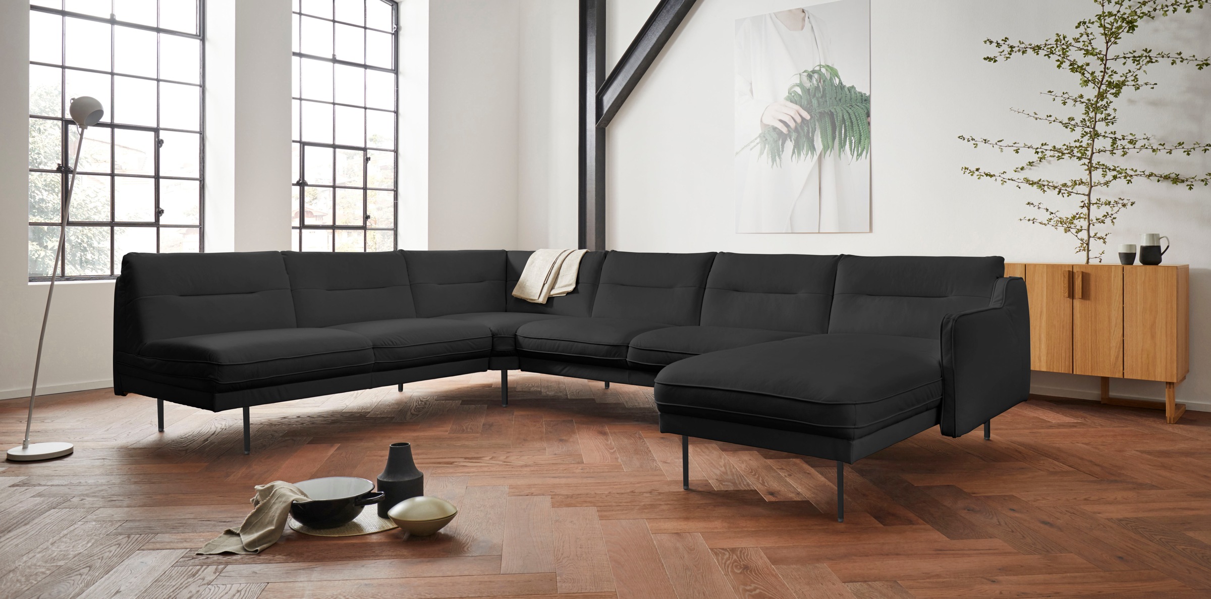 Home affaire Wohnlandschaft "Nordfyn U-Form" edles Design in 3 Bezugsqualit günstig online kaufen