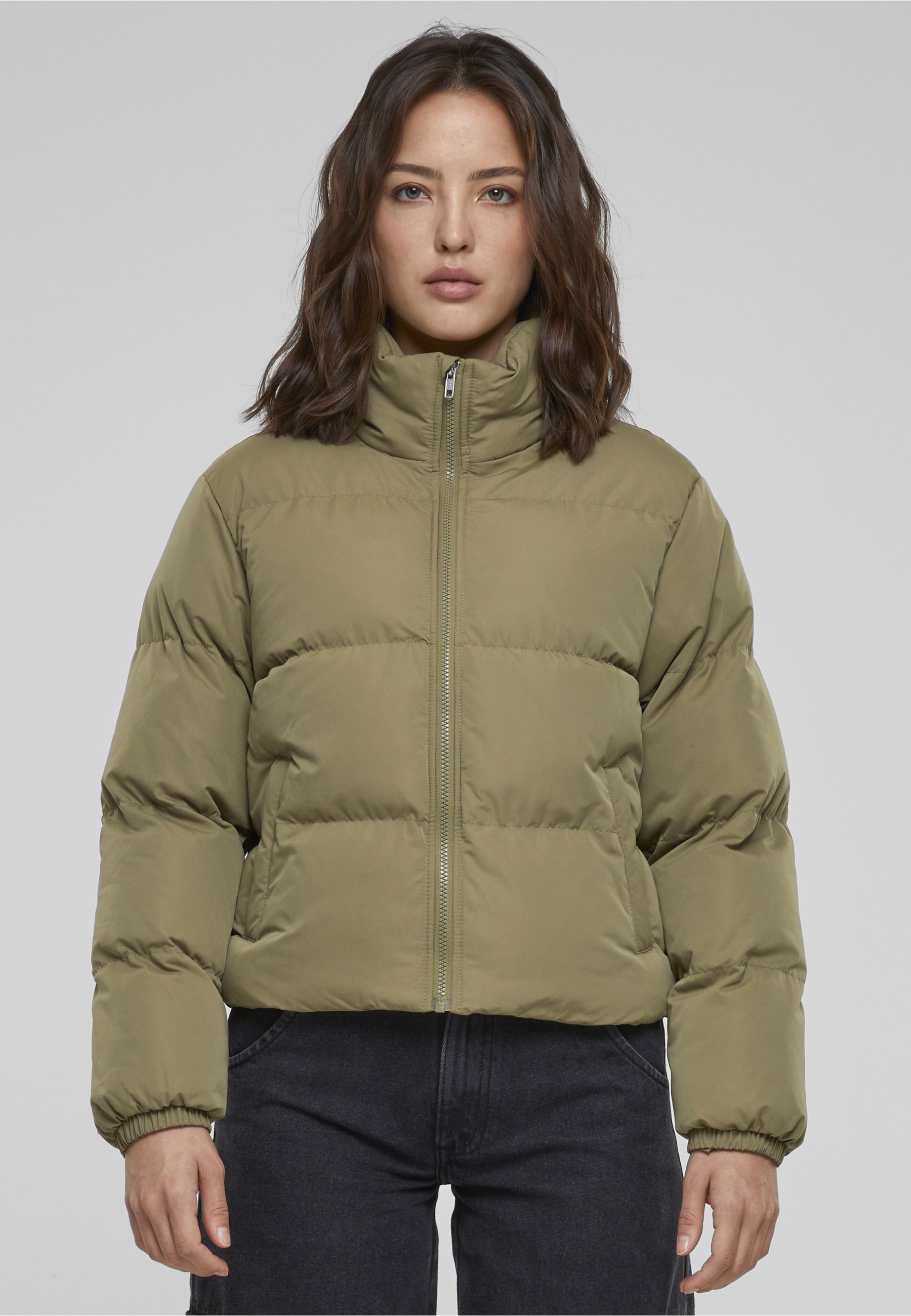 URBAN CLASSICS Winterjacke »Urban Classics Damen Ladies Short Peached Puffer Jacket« 1 Stk. tlg. ohne Kapuze