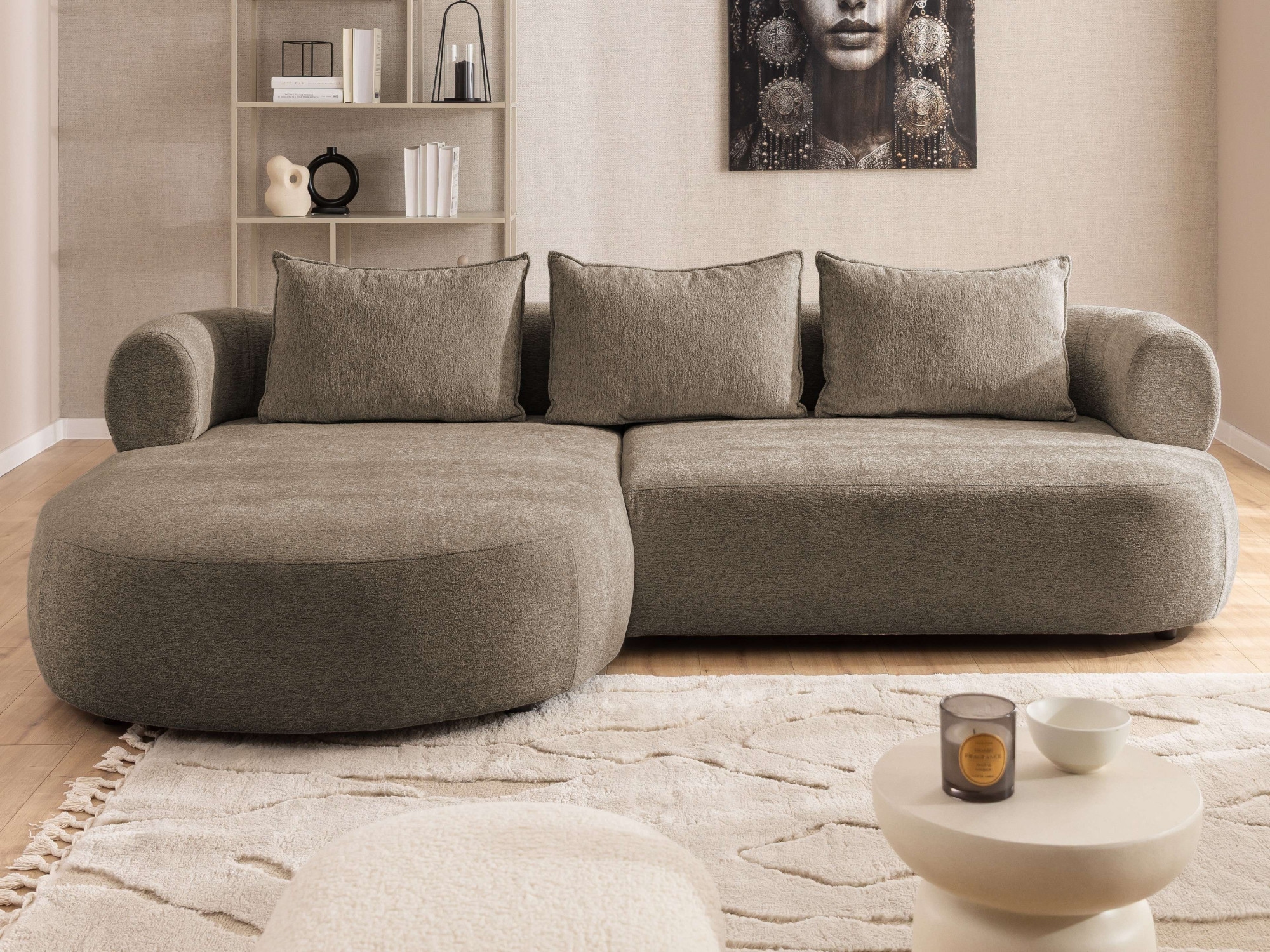 Home affaire Ecksofa "LUSSAC L-Form Design-Sofa mit Zierkissen, Maße B/T/H: günstig online kaufen