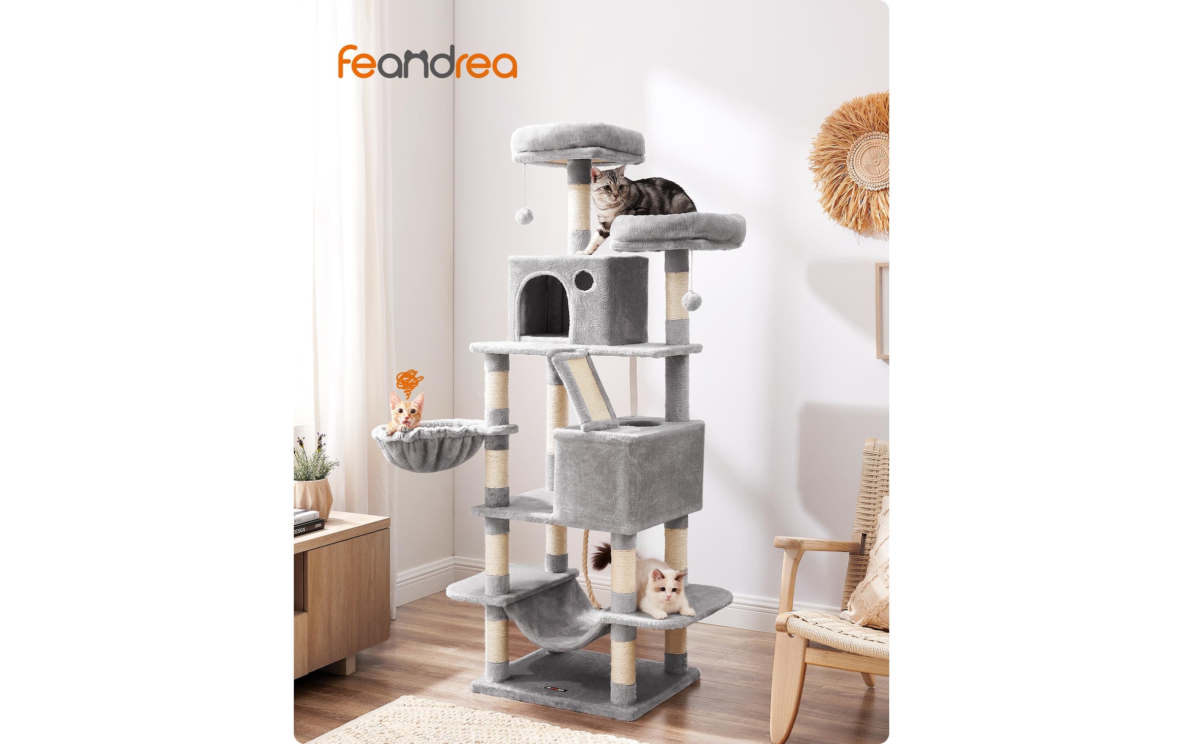 FEANDREA Kratzbaum »165 cm, Grau/Beige« 165 cm hoch