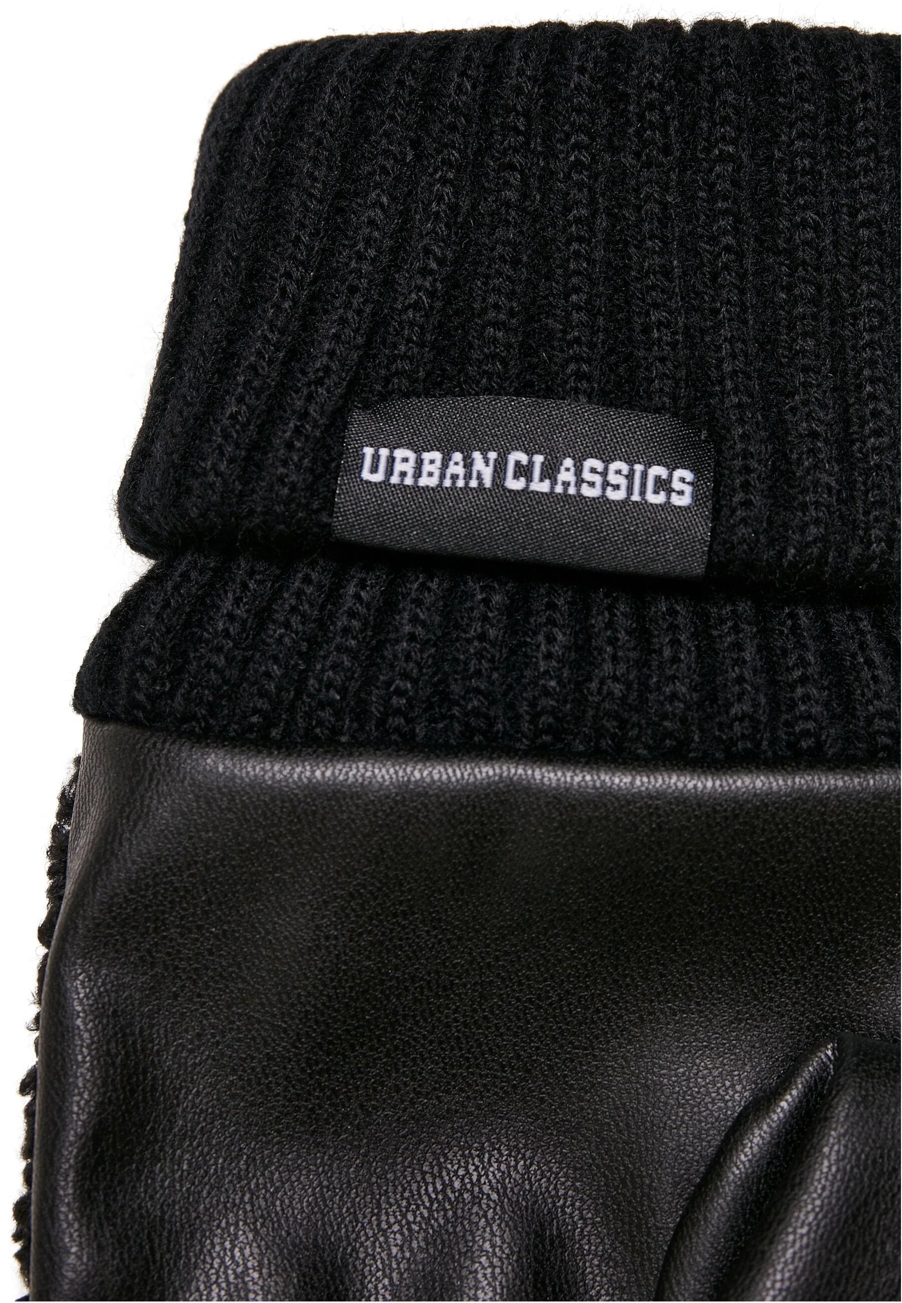 URBAN CLASSICS Baumwollhandschuhe »Unisex Sherpa Synthetic Leather Gloves«