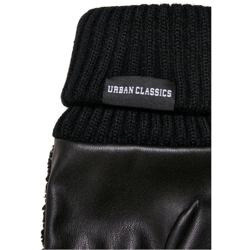 URBAN CLASSICS Baumwollhandschuhe »Unisex Sherpa Synthetic Leather Gloves«