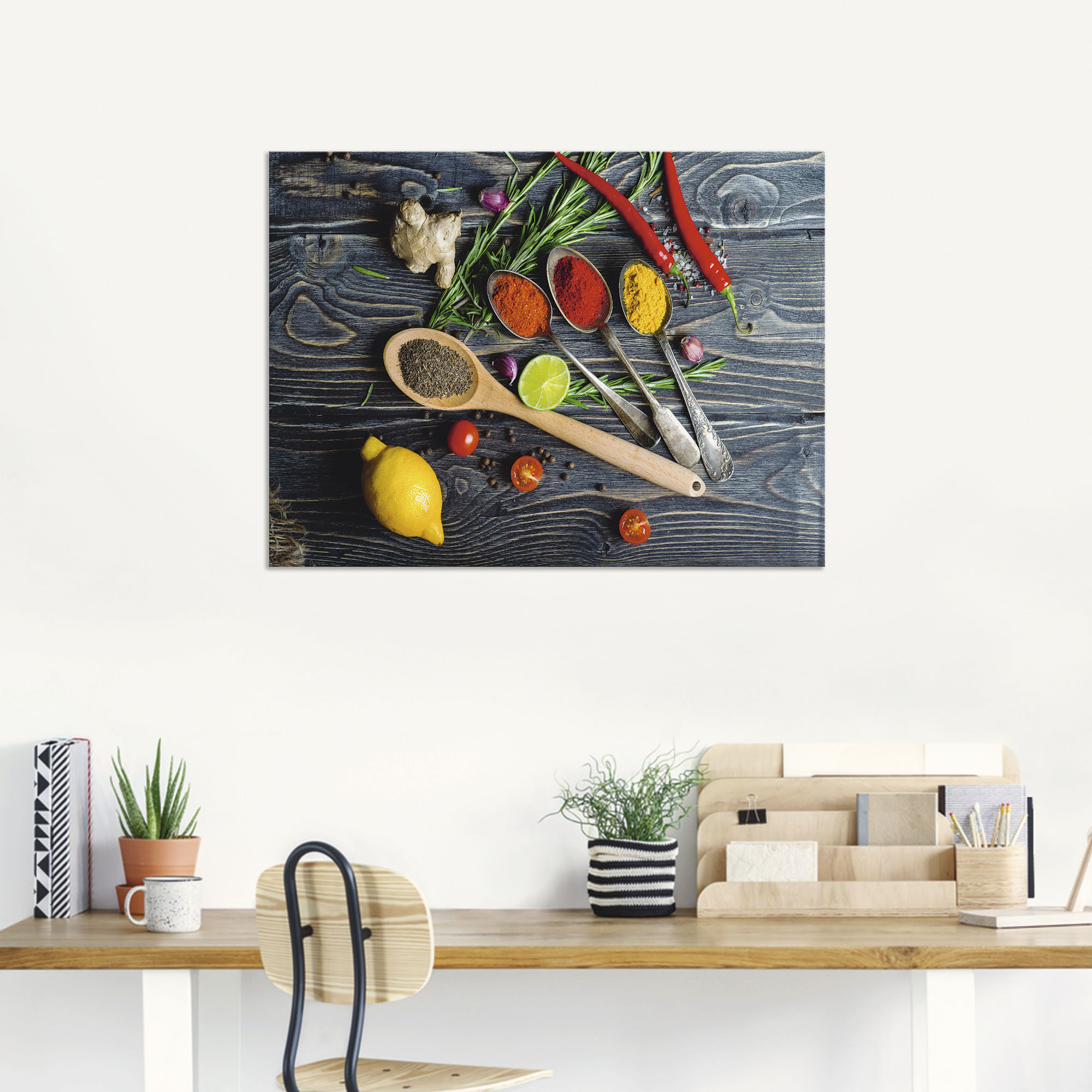 Thumbnail - Artland Wandbild "Gewürze in Metalllöffeln" Lebensmittel 1 Stk. tlg. als Alubild, Outdoorbild, Leinwandbild, Poster, Wan...