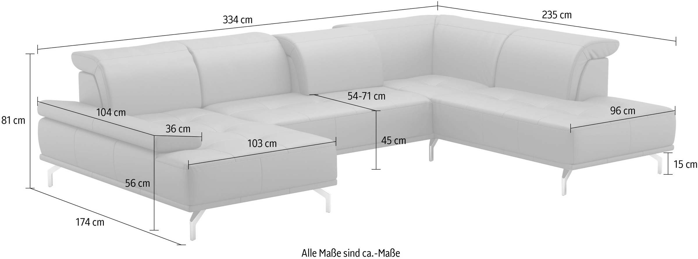 Places of Style Wohnlandschaft »Caluna«, Inkl.Sitztiefenverstellung