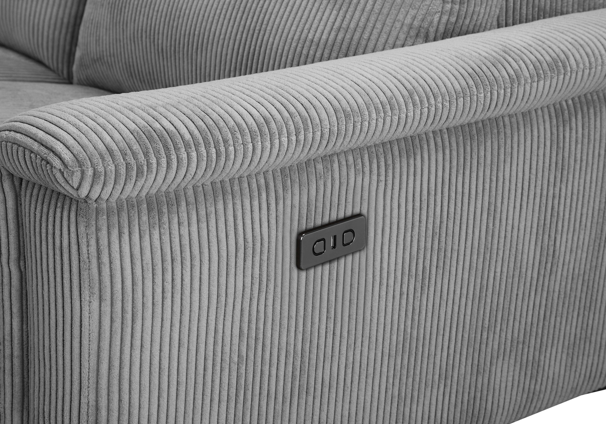 Places of Style Ecksofa »Lund in Cord, L-Form, 261 cm, manuelle und elektr. Relaxfunktion,«, USB-A und Kopfteilverstellung