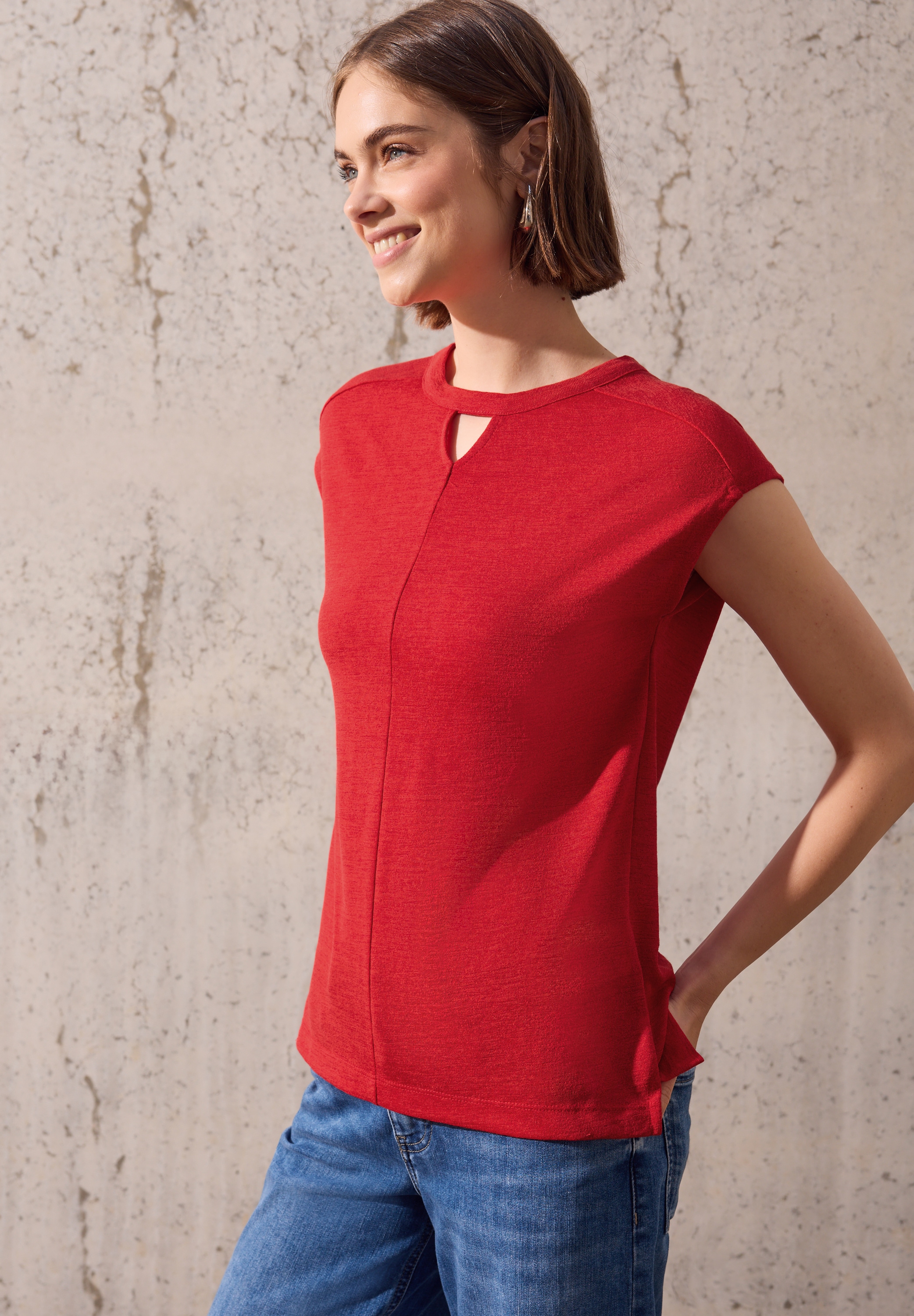 STREET ONE STUDIO T-Shirt aus elastischem Materialmix