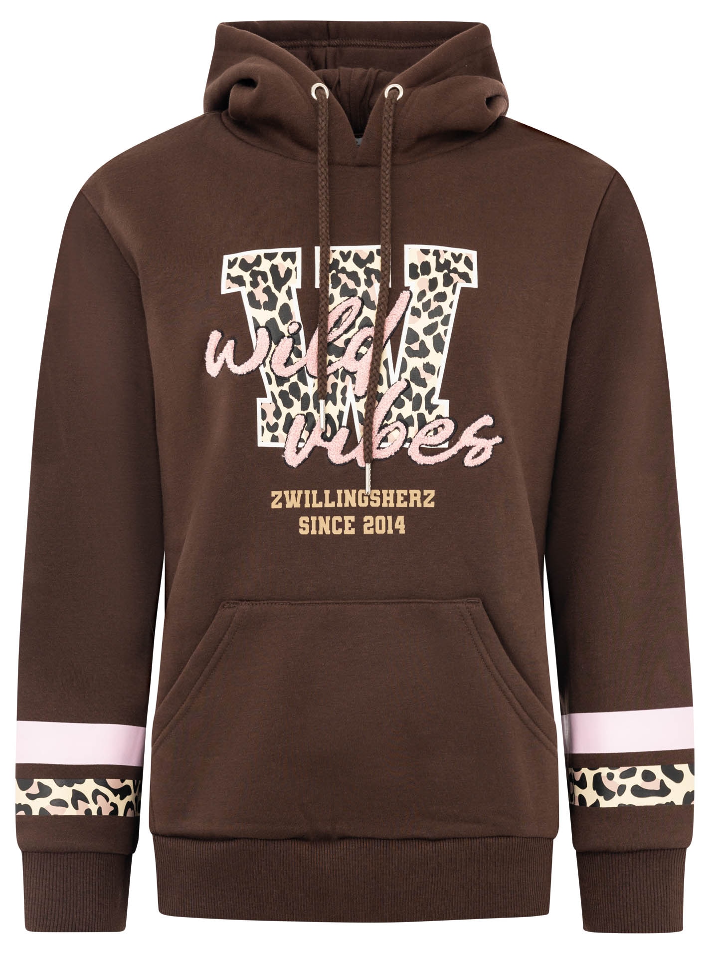 Zwillingsherz Hoodie »"Wild Vibes College"«, Frontmotiv, Leo Details, Kapuze mit Kordel, Streifen am Arm

