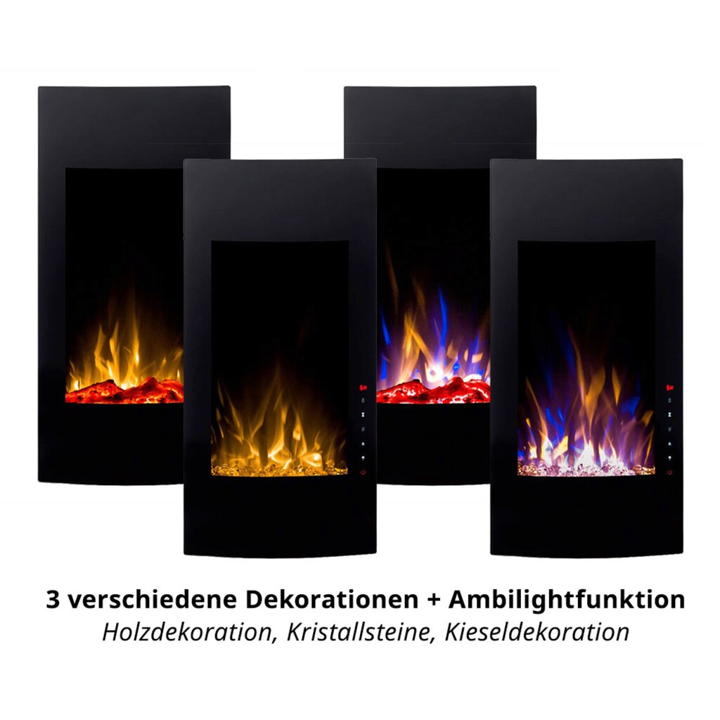 Heathus Elektrokamin »Lübeck«, farbige Ambientebeleuchtung, 1500 Watt Heizlüfter, Glasscheibe, inkl. Dimmer und Fernbedienung