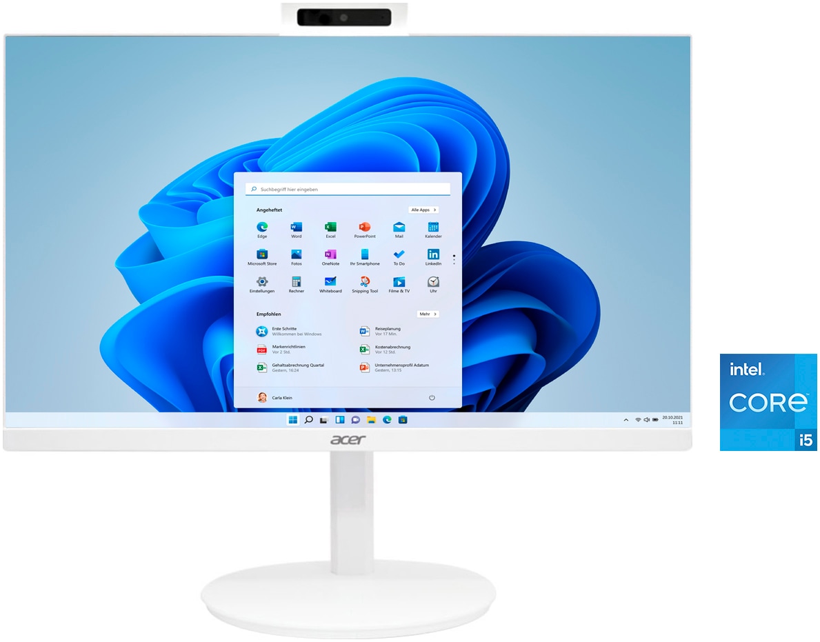 ACER All-in-One PC "Aspire C27-1", Microsoft Windows 11 Home (64 Bit), 16 GB RAM 512 GB SSD, weiß, Desktop-PCs
