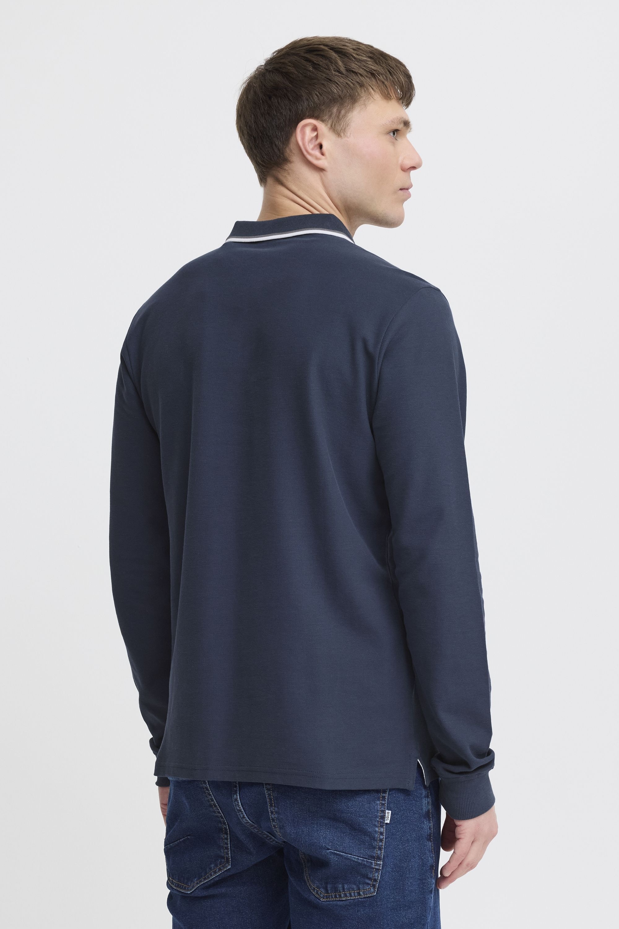 !solid Langarm-Poloshirt SOLID "Langarm-Poloshirt SDHANGOR", Herren, Gr. M, blau (insignia blau), Obermaterial: 60% Baumwolle CO. 40% Polyester PES., Shirts 3
