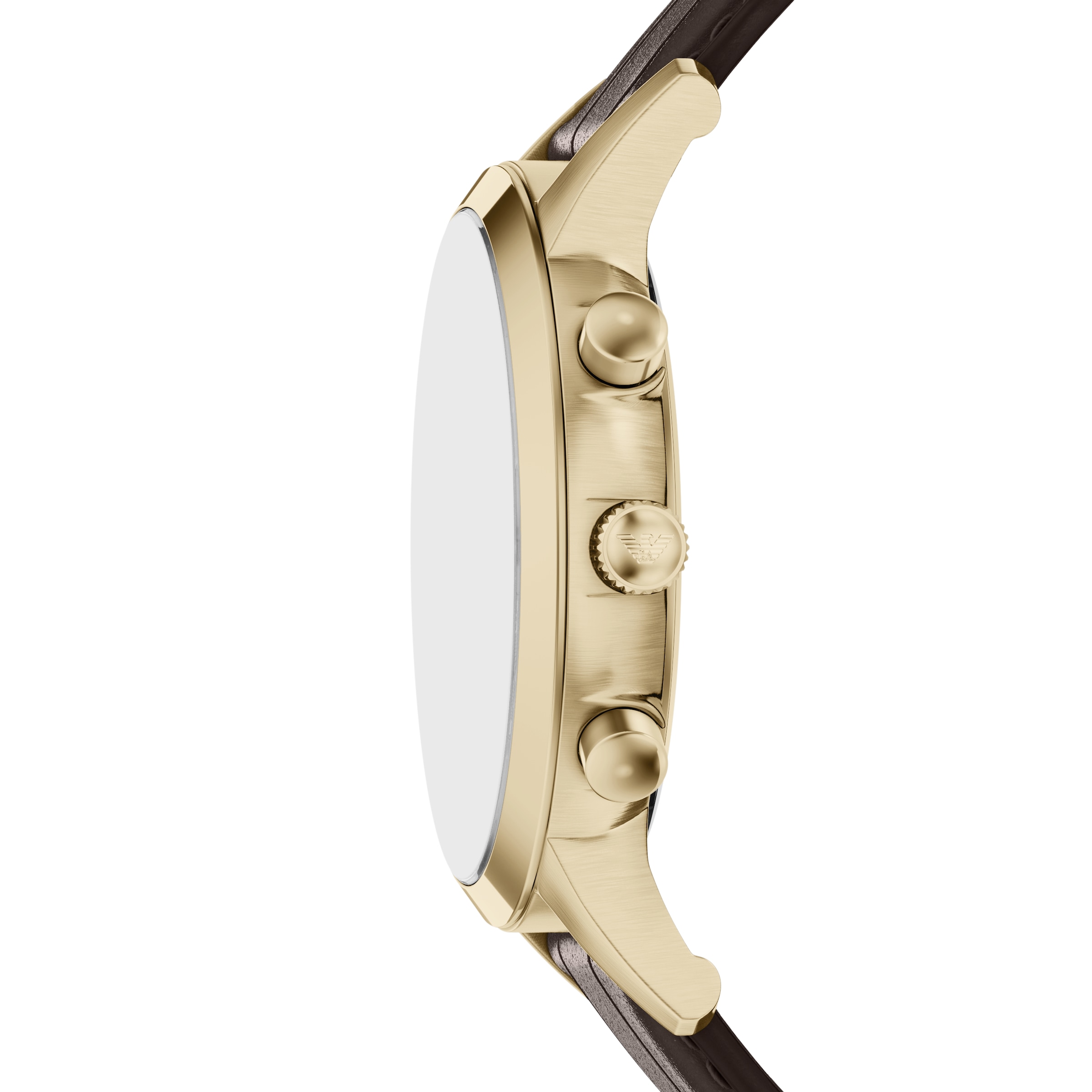 Emporio Armani Chronograph Quarzuhr, Armbanduhr, Lederarmband, analog, Tag, Stoppfunktion