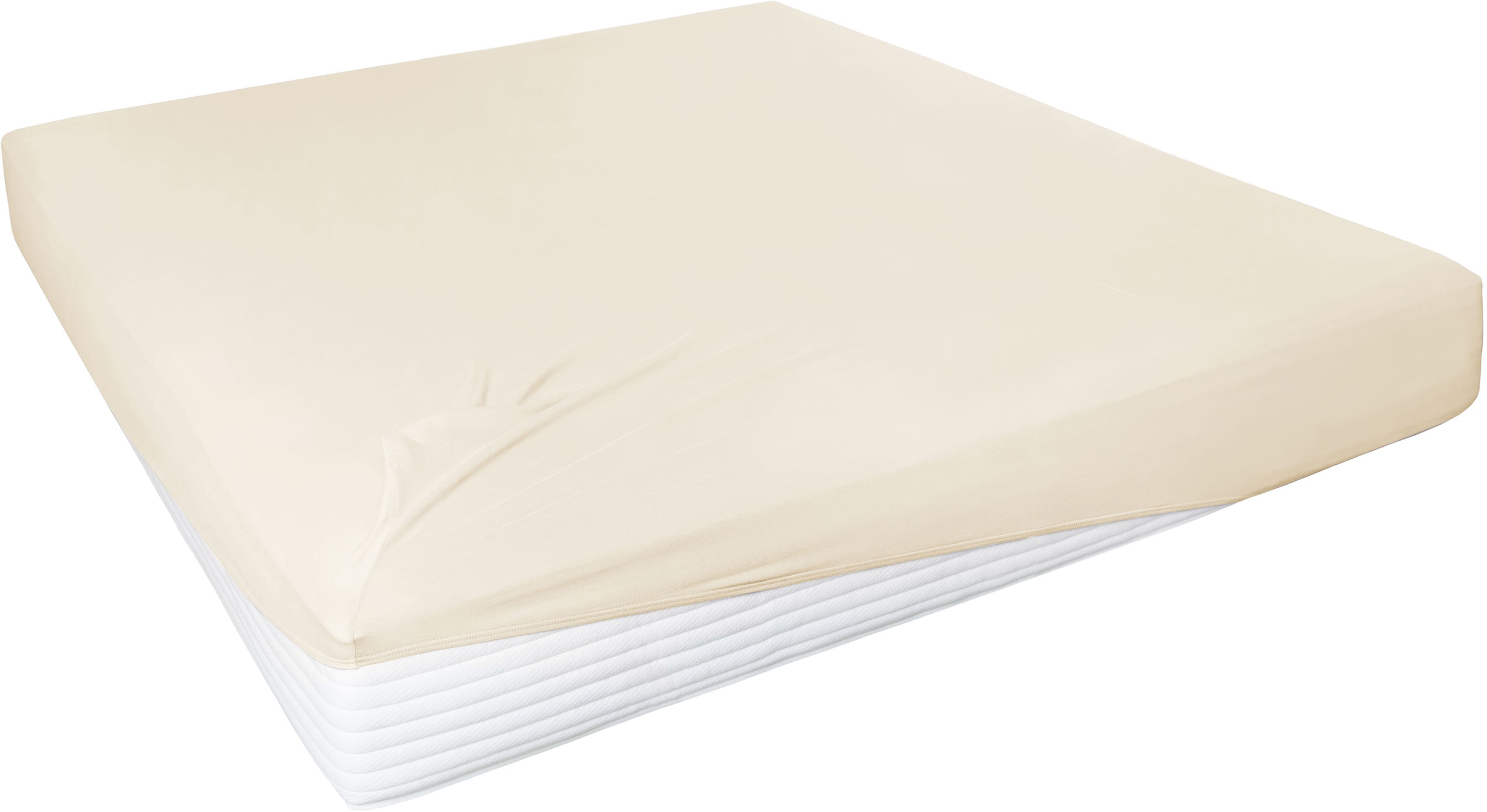 Spannbettlaken PRIMERA, beige, Jersey-Elasthan, Obermaterial: 95% Baumwolle, 5% Elasthan, Bettlaken, "Elasthan-Feinjersey", PREMIUM, aus 95%
