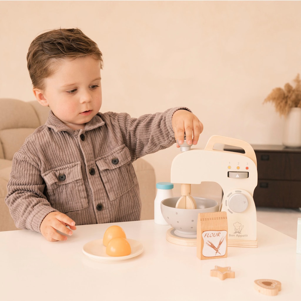 New Classic Toys® Kinder-Rührgerät »Holzspielzeug, Bon Appetit - Mixer mit Zubehör, Creme«