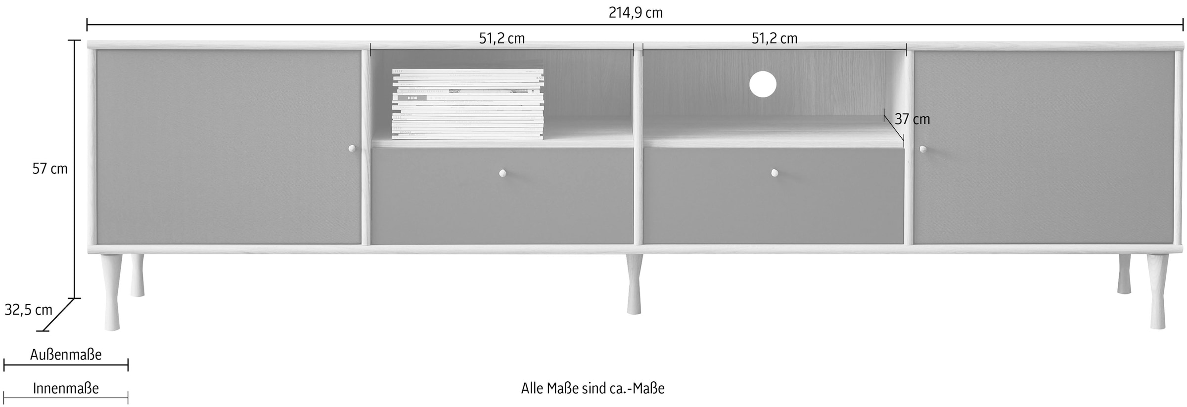 Hammel Furniture TV-Board »Mistral Fernsehschrank, Medienmöbel, Hängend«, mit Schubladen/Türen mit Akustikstoff, Lowboard, B: 214,9 cm