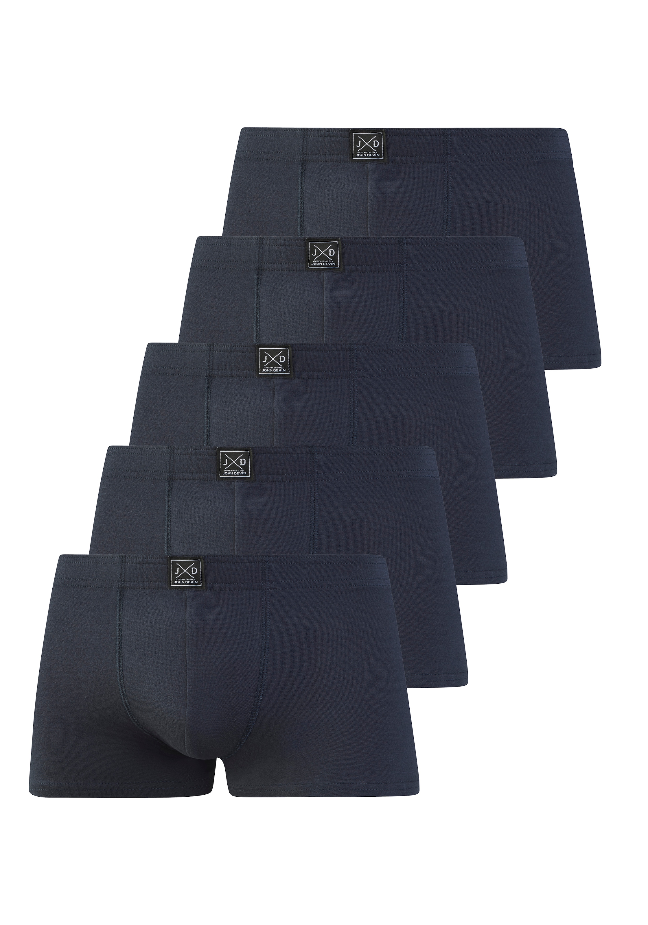 John Devin Boxer »Boxershorts für Herren« Packung, 5 Stk. unifarben, mit Logoschriftzug am Bund, Jersey-Material