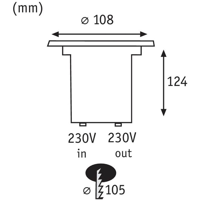 Paulmann LED Einbauleuchte »Outdoor 230V Boden IP67 rund GU10 3,5W  140x140mm Edelstahl/Metall«, 1 flammig-flammig, IP67 | BAUR