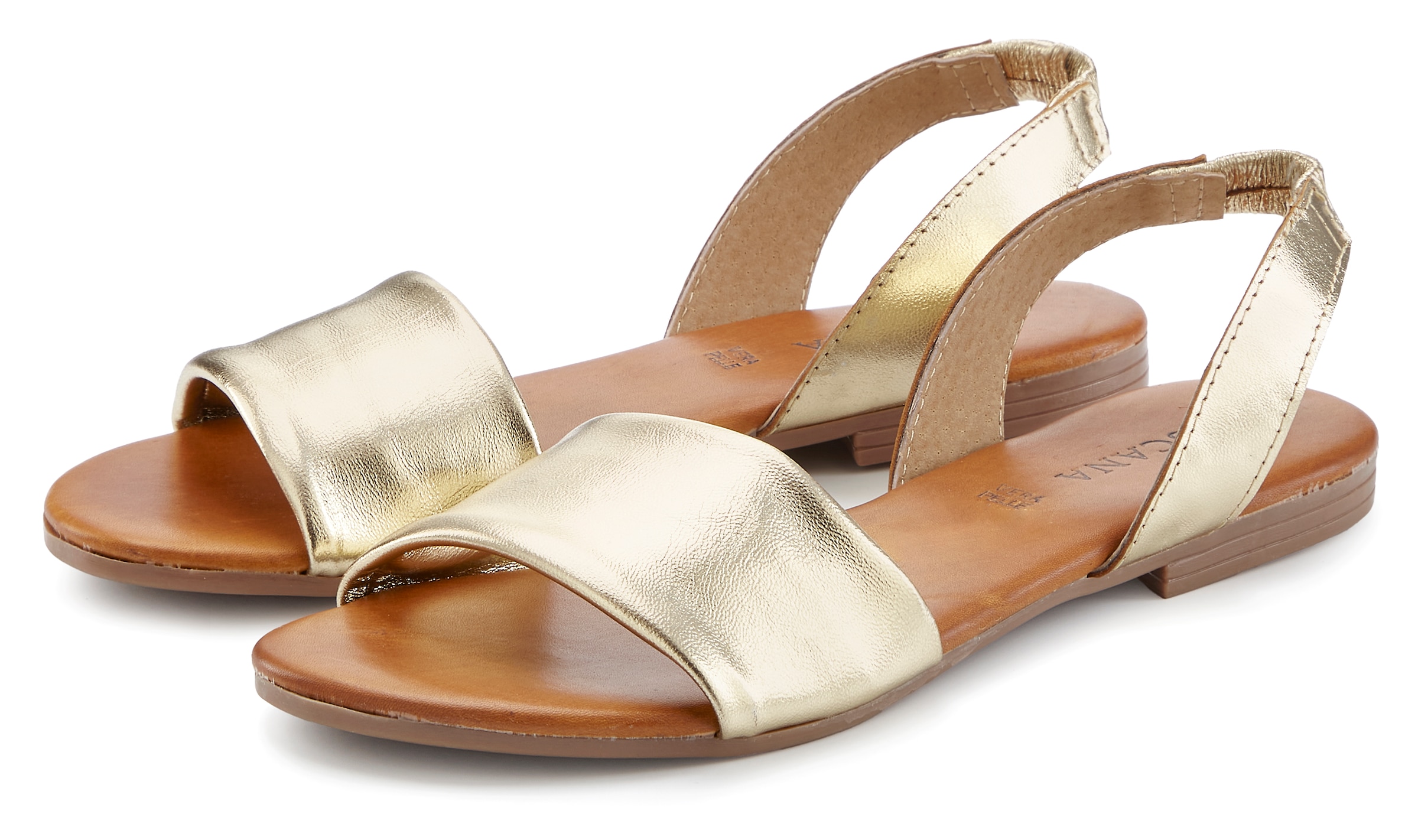 LASCANA Sandale "Sommerschuh, offener Schuh, Mule, Pantolette" NEU aus Leder mit elastischem Riemchen