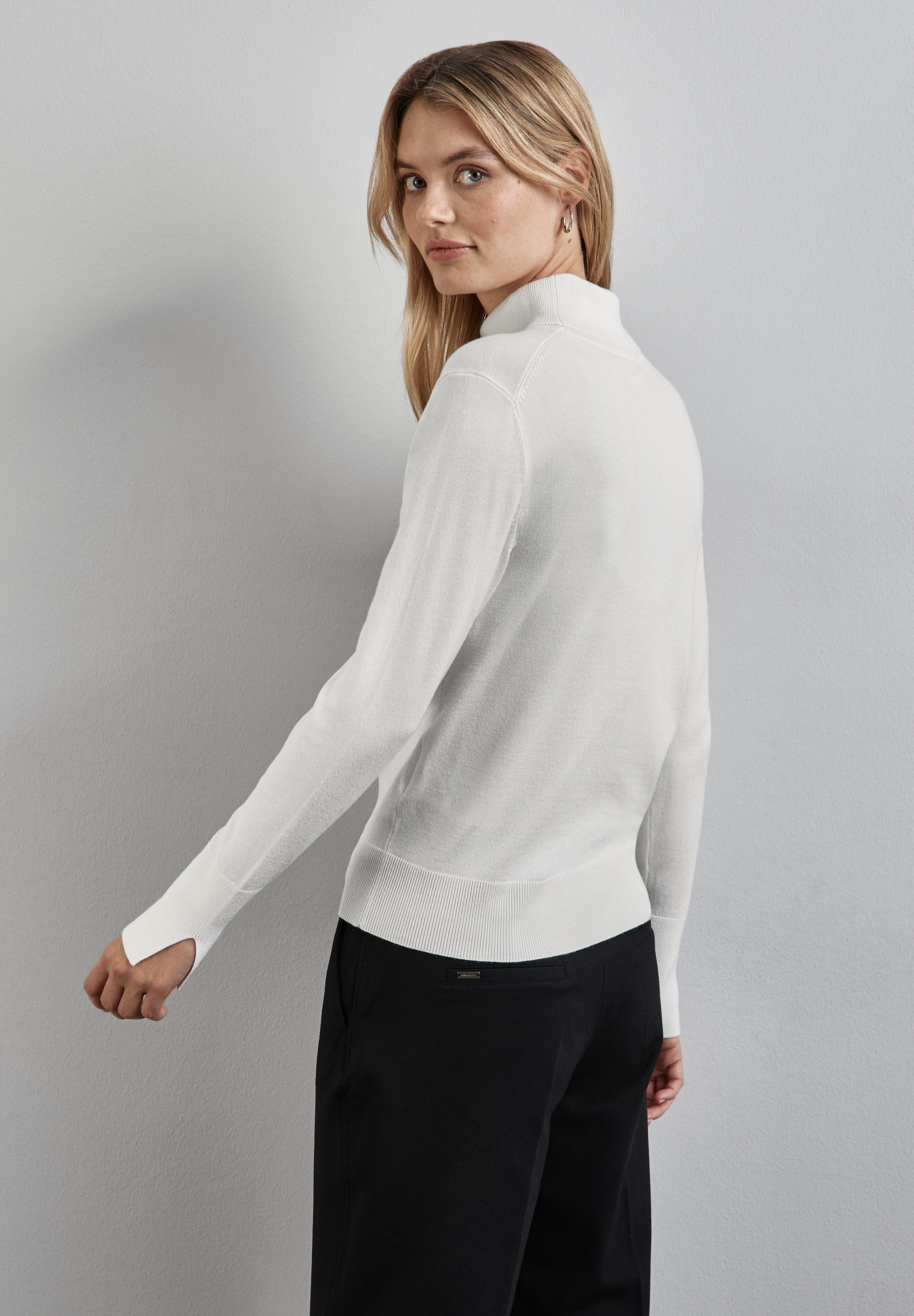 STREET ONE Rollkragenpullover, mit Materialmix