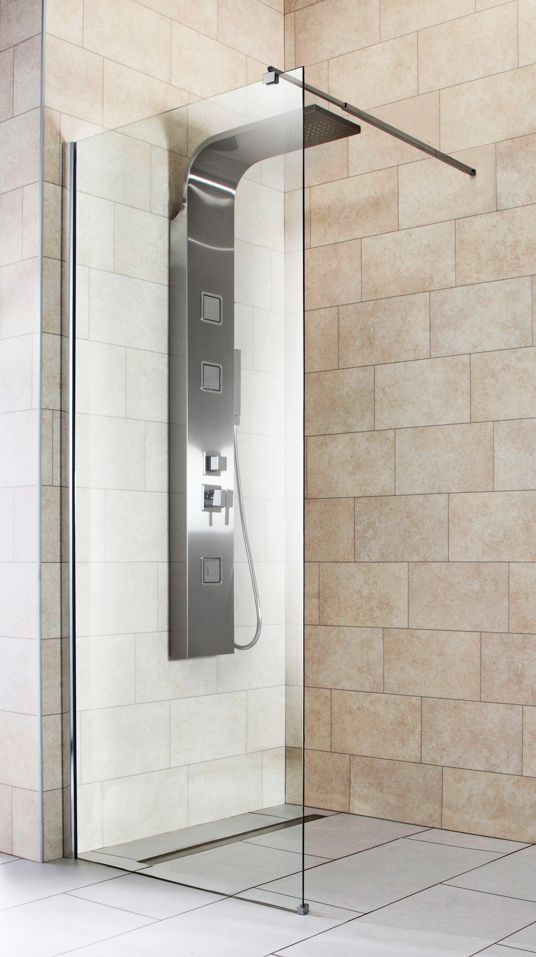 welltime Walk-in-Dusche »Tropea light«, Inklusive verstellbarem Wandarm